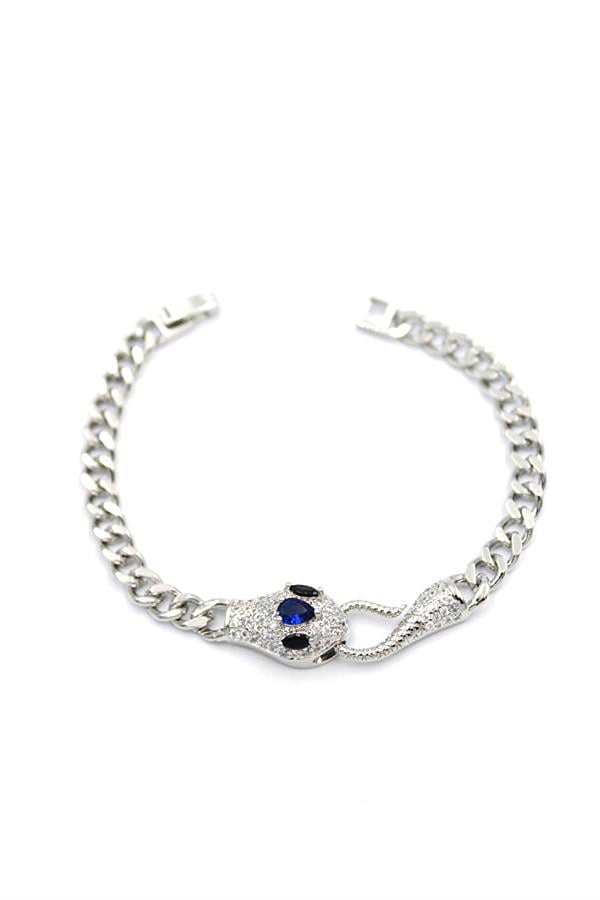 Zirkon Taşlı Yılan Bileklik - Gümüş