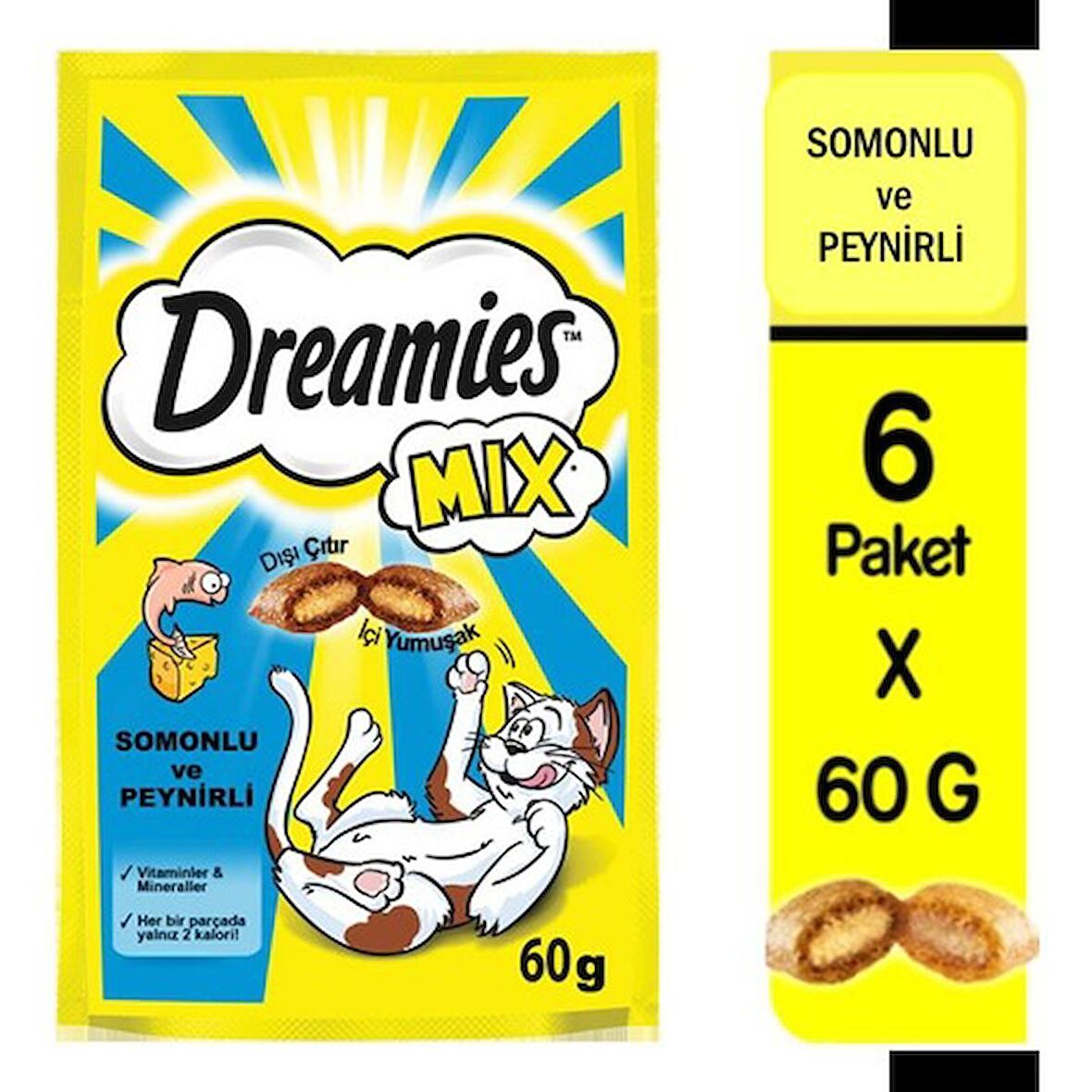 Dreamies Mix Somon Peynir Ödül Maması 6X60gr