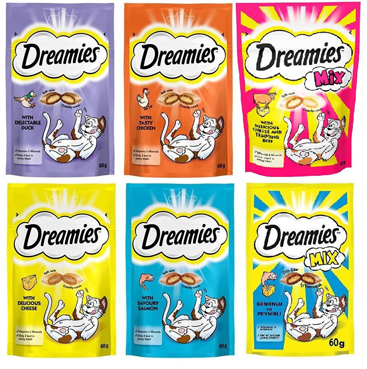 Dreamies With Tasty Chıcken Karışık Granül Yetişkin Kedi Ödülü 6x60 g 