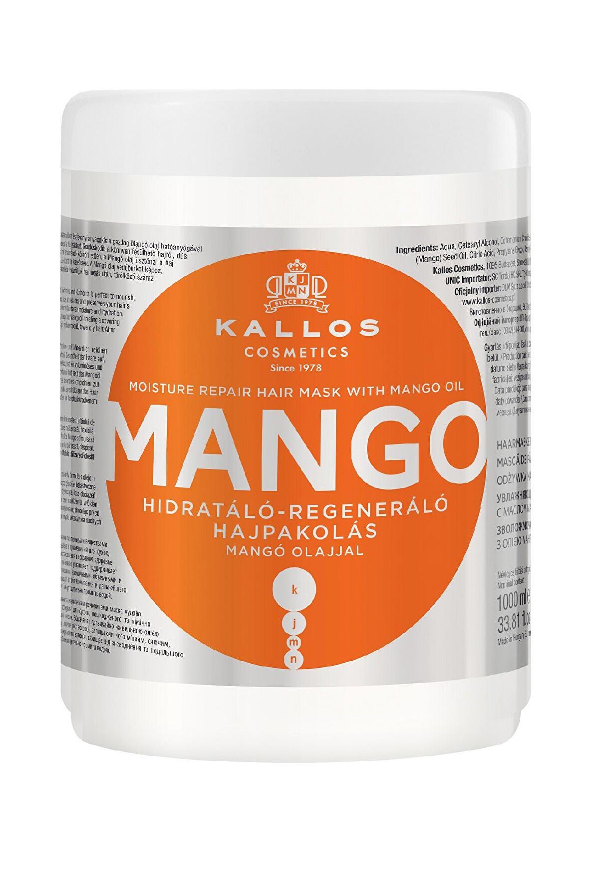 MANGO Yağı İçeren Nem Verici Ve Onarıcı Saç Bakım Maskesi 1000ml