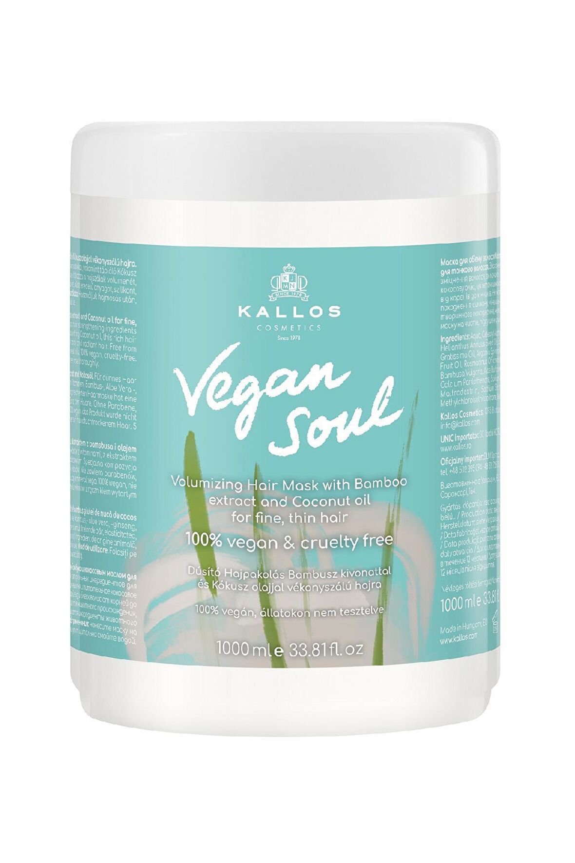 VEGAN SOUL İnce Telli Saç için Bambu Özlü ve Hindistan Cevizi Yağlı  Hacim Veren Saç Maskesi 1000ml