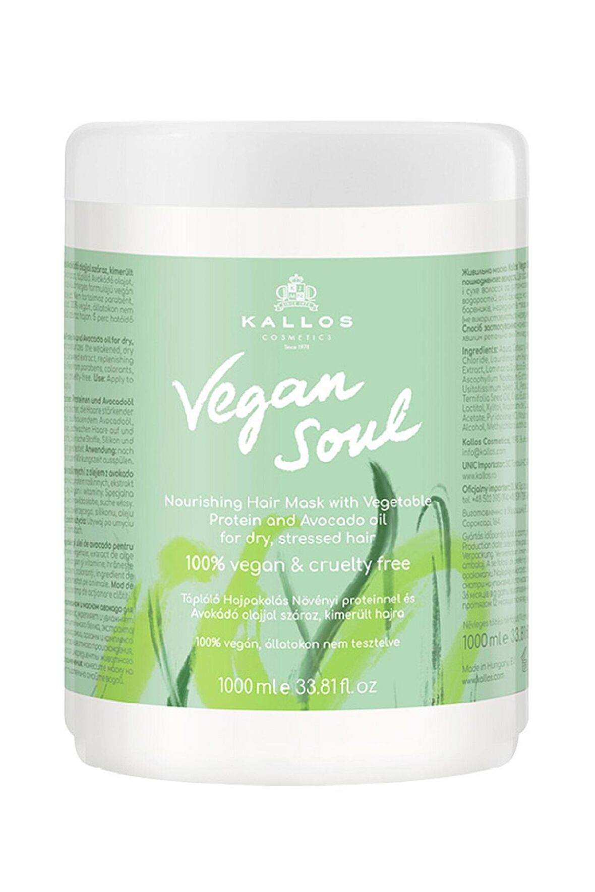 VEGAN SOUL Kuru ve Yıpranmış Saç İçin Bitkisel Protein ve Avokado Yağlı Besleyici Saç Maskesi 1000ml