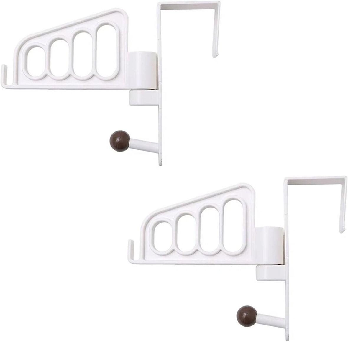 Microcase Sert ABS Plastik Kapı Arkası Döner Başlıklı Kancalı Takı Eşya Çanta Şapka Kıyafet Askısı 2 Adet -BEYAZ AL5015