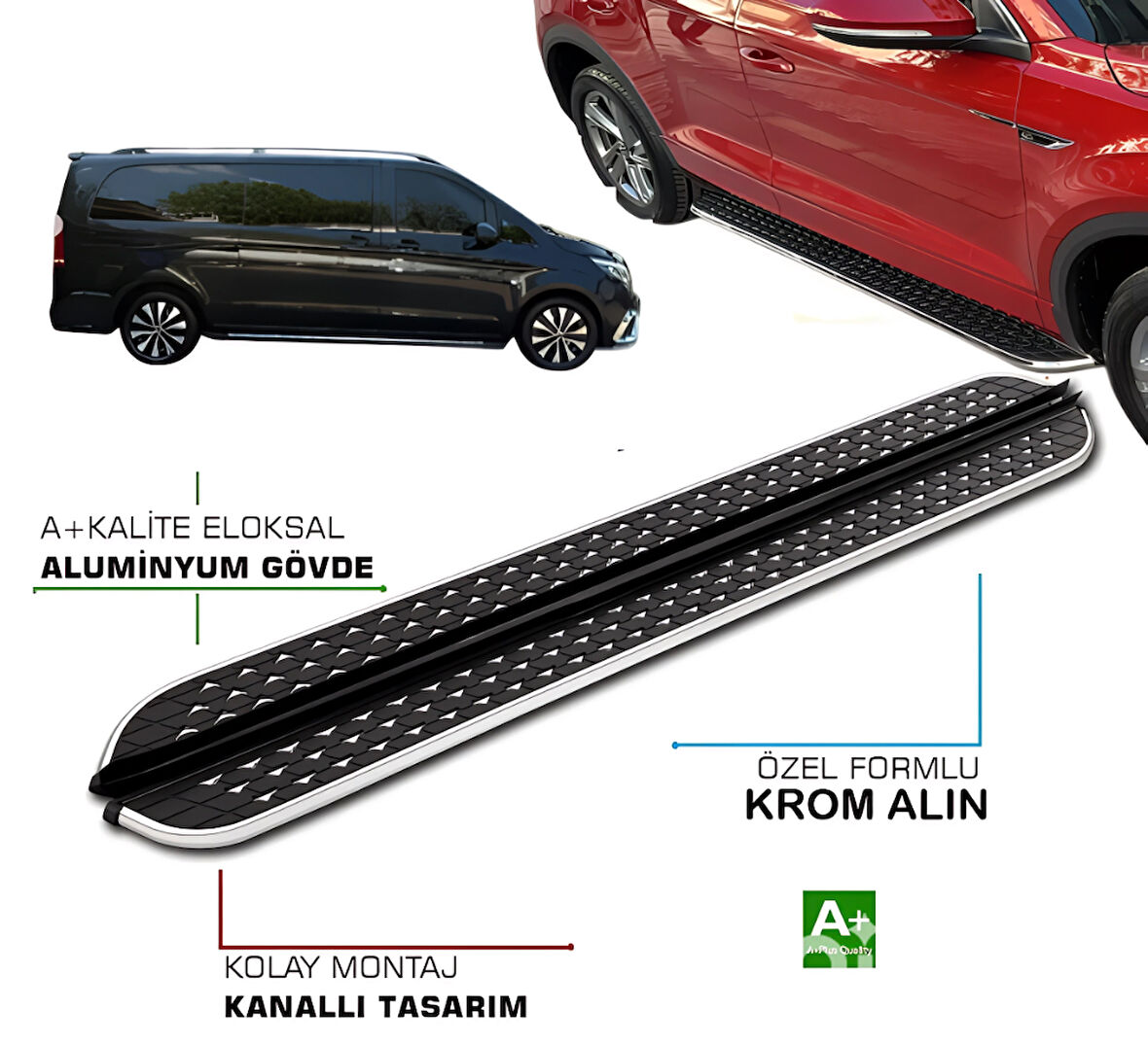 MERCEDES VİTO W447 CAMLI VAN UZUN ŞASE ARACA ÖZEL PRV1 YAN BASAMAK 2016 2017 2018 2019 2020 2021 2022 2023 2024