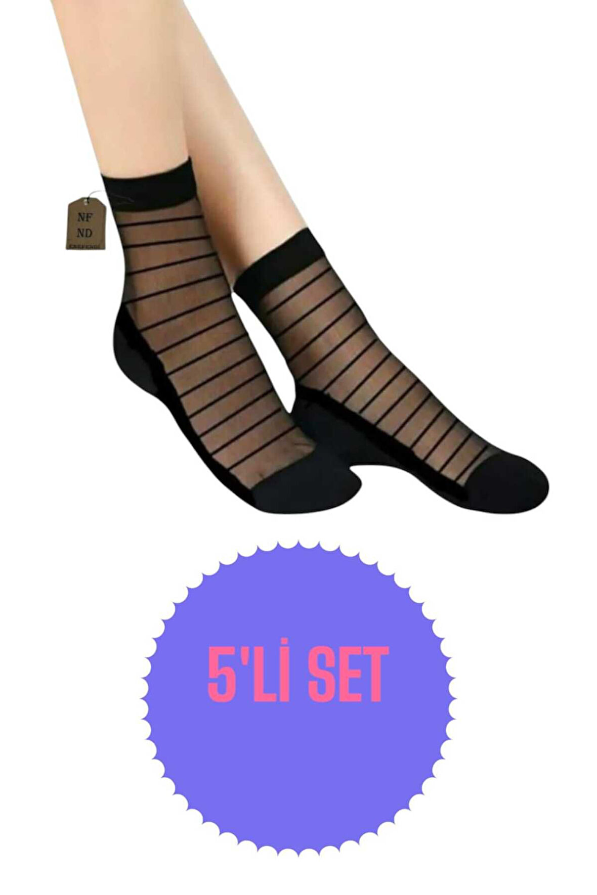 TÜL ÇORAP KISA KONÇ KOKULU RAHAT ESNEK TÜLLÜ KADIN ÇORABI PAMUK ELASTAN 36-40 5 ÇİFT