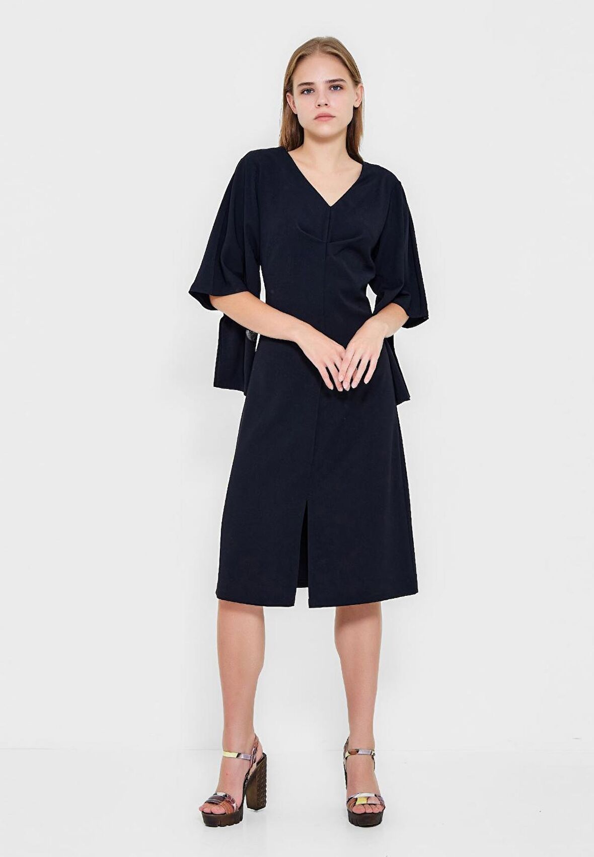 MODATALİKA Kadın Önden Yırtmaçlı Midi Elbise