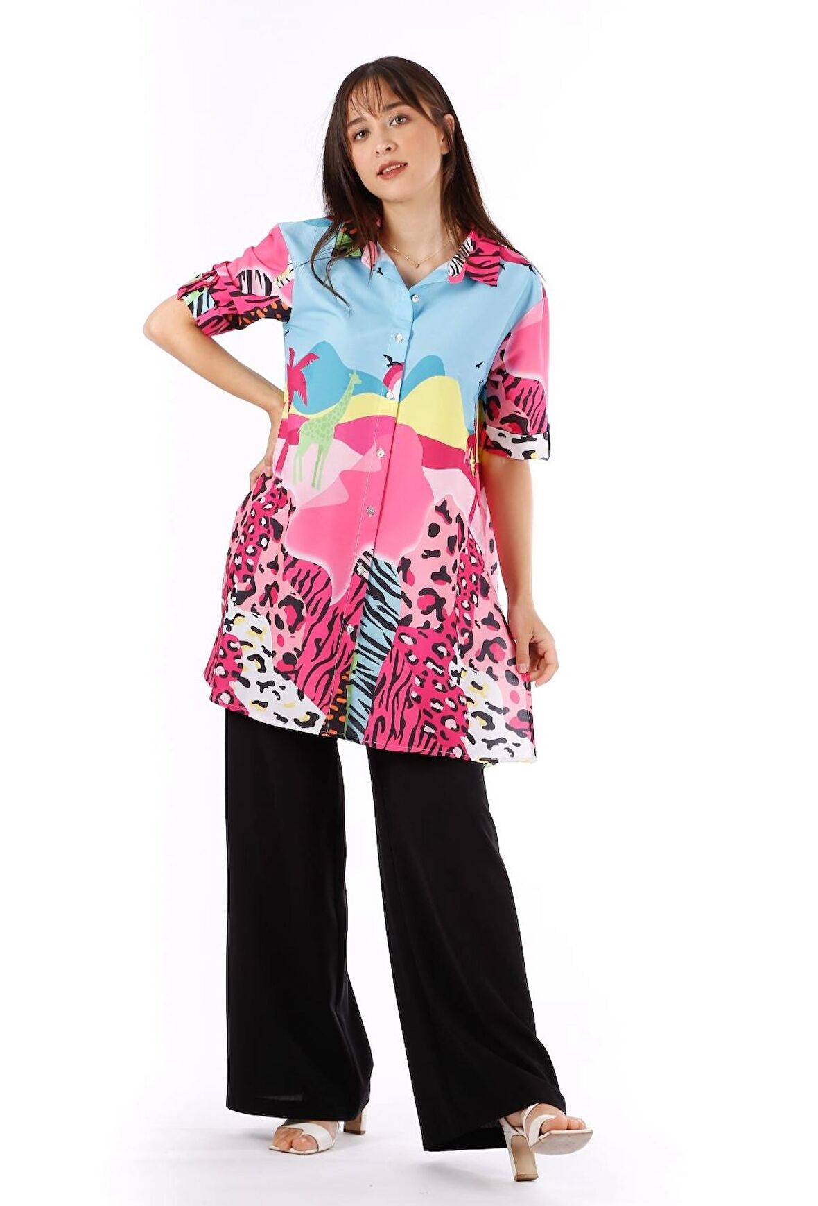 Modatalika Kadın Renkli Desenli Tunik