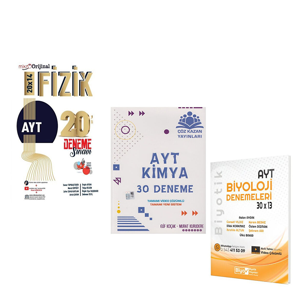 Orijinal Mikro AYT Fizik Çöz Kazan Kimya ve Biyotik Biyoloji Deneme Seti 3 Kitap