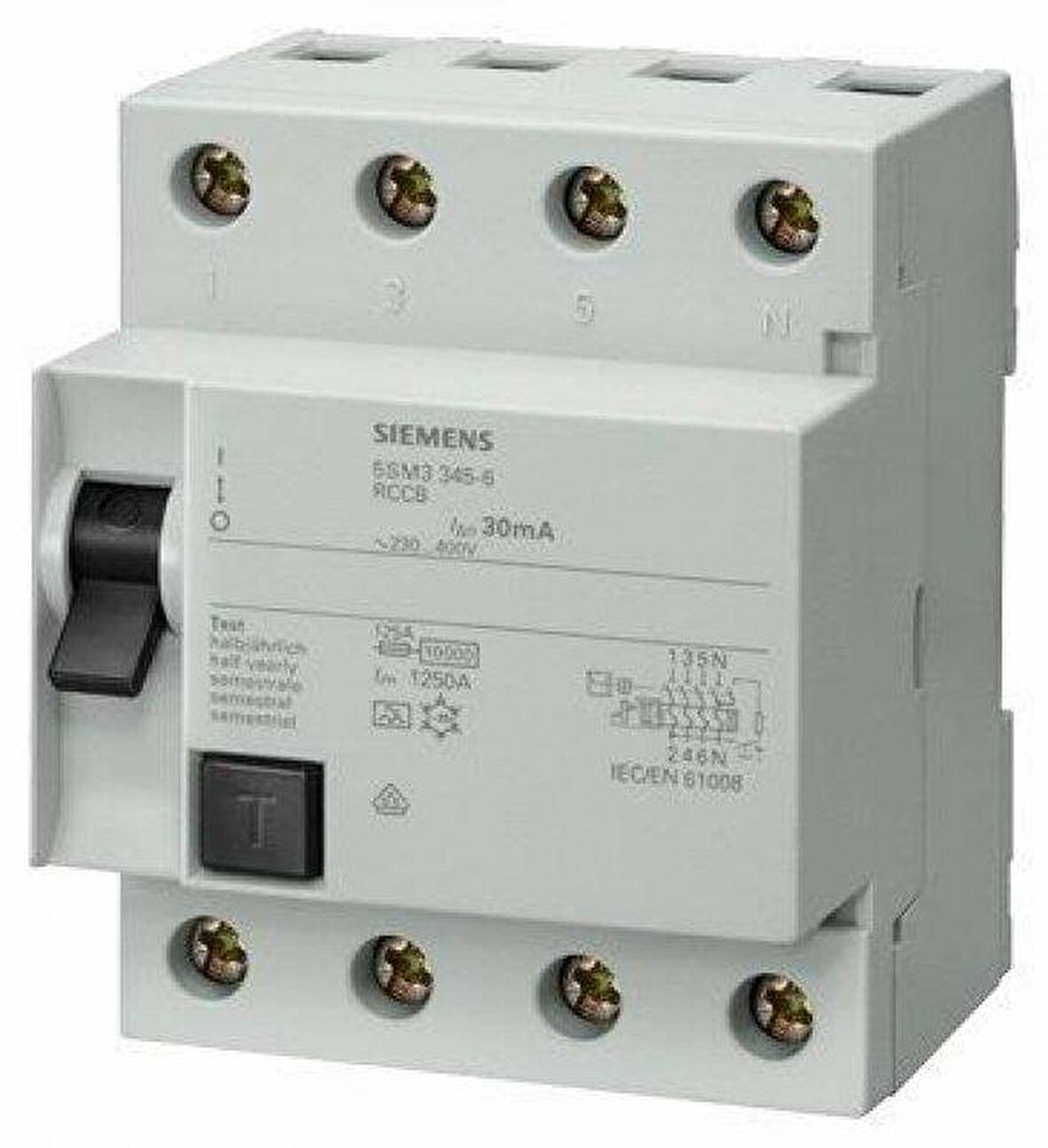 Siemens 5SM3648-6, 100 Amper, 300mA, Trifaze, Kaçak Akım K. Röles