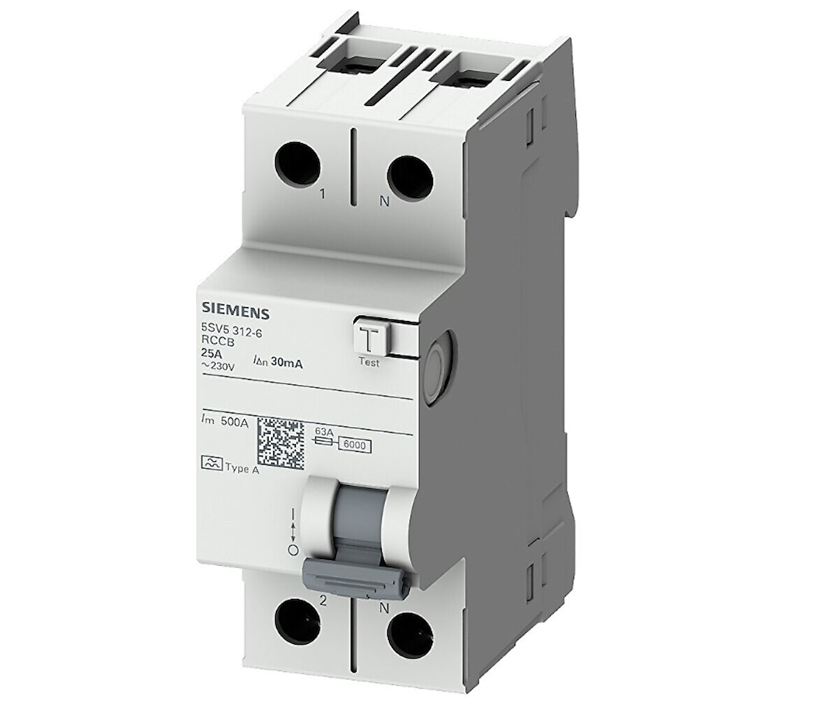 Siemens A Tipi 2X25A 30Ma Monofaze, Faz + Nötr Kaçak Koruma Rölesi