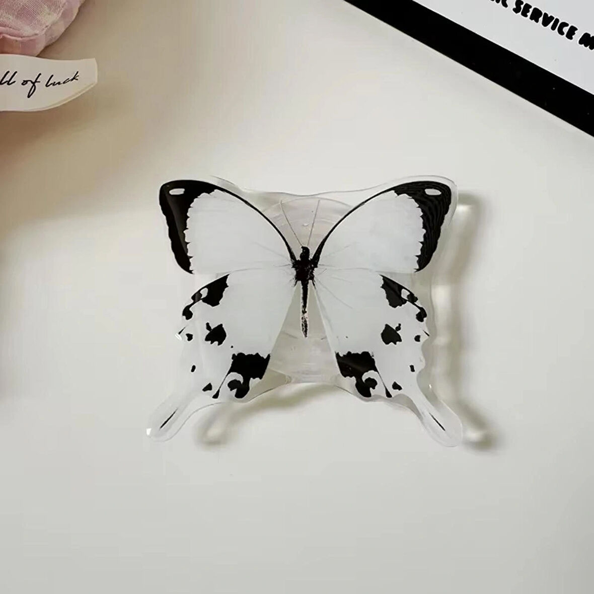 Microcase 3D Kelebek Tasarımlı 3M Yapıştırmalı El Parmak Tutucu Cep Telefonu Tutacağı Popsocket - BEYAZ AL5247