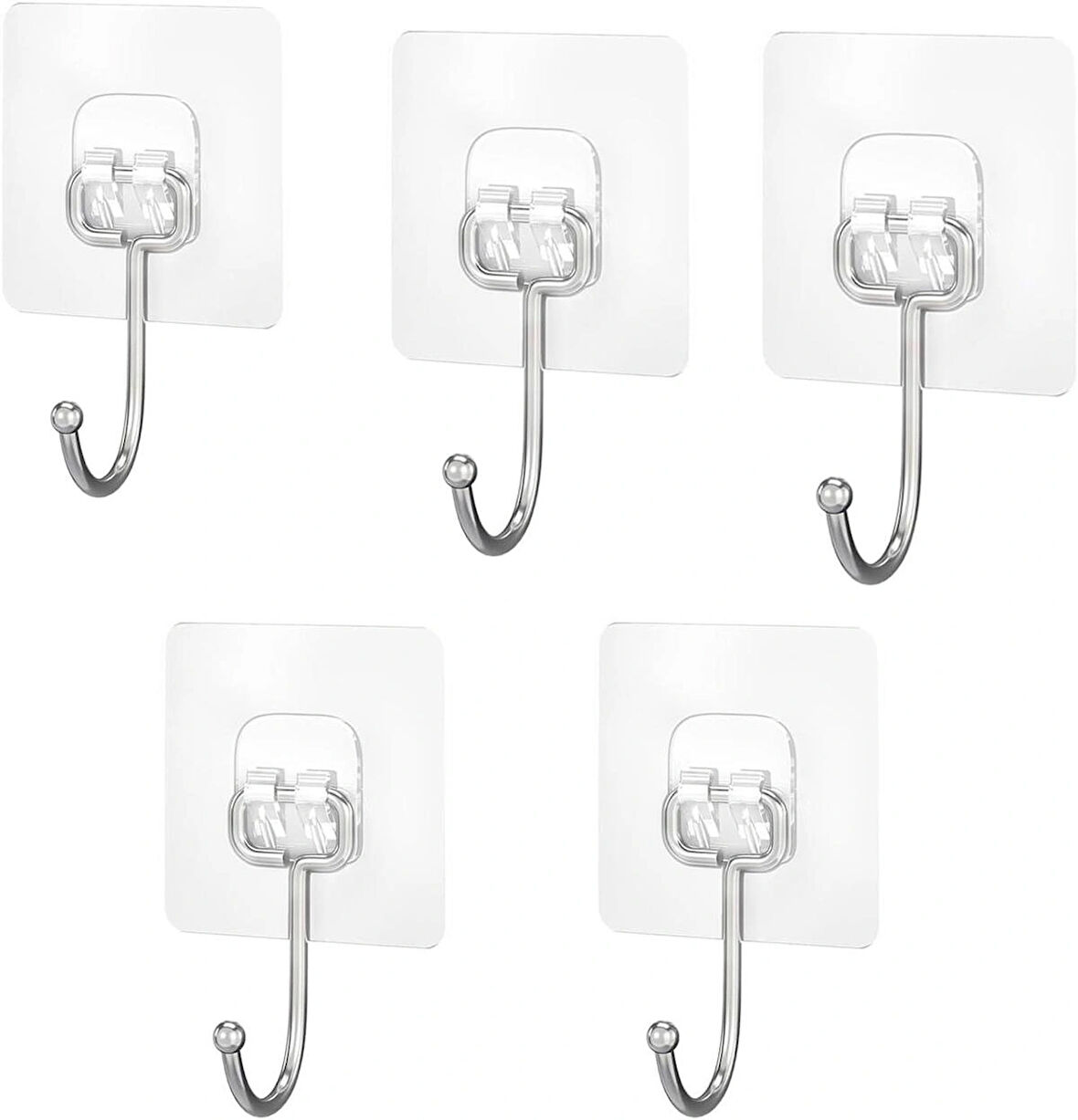 Microcase Güçlü Plastik Yapışkanlı Banyo Mutfak Eşya Havlu Vb Ürün Askılığı  AL4472 - ŞEFFAF 5 Adet