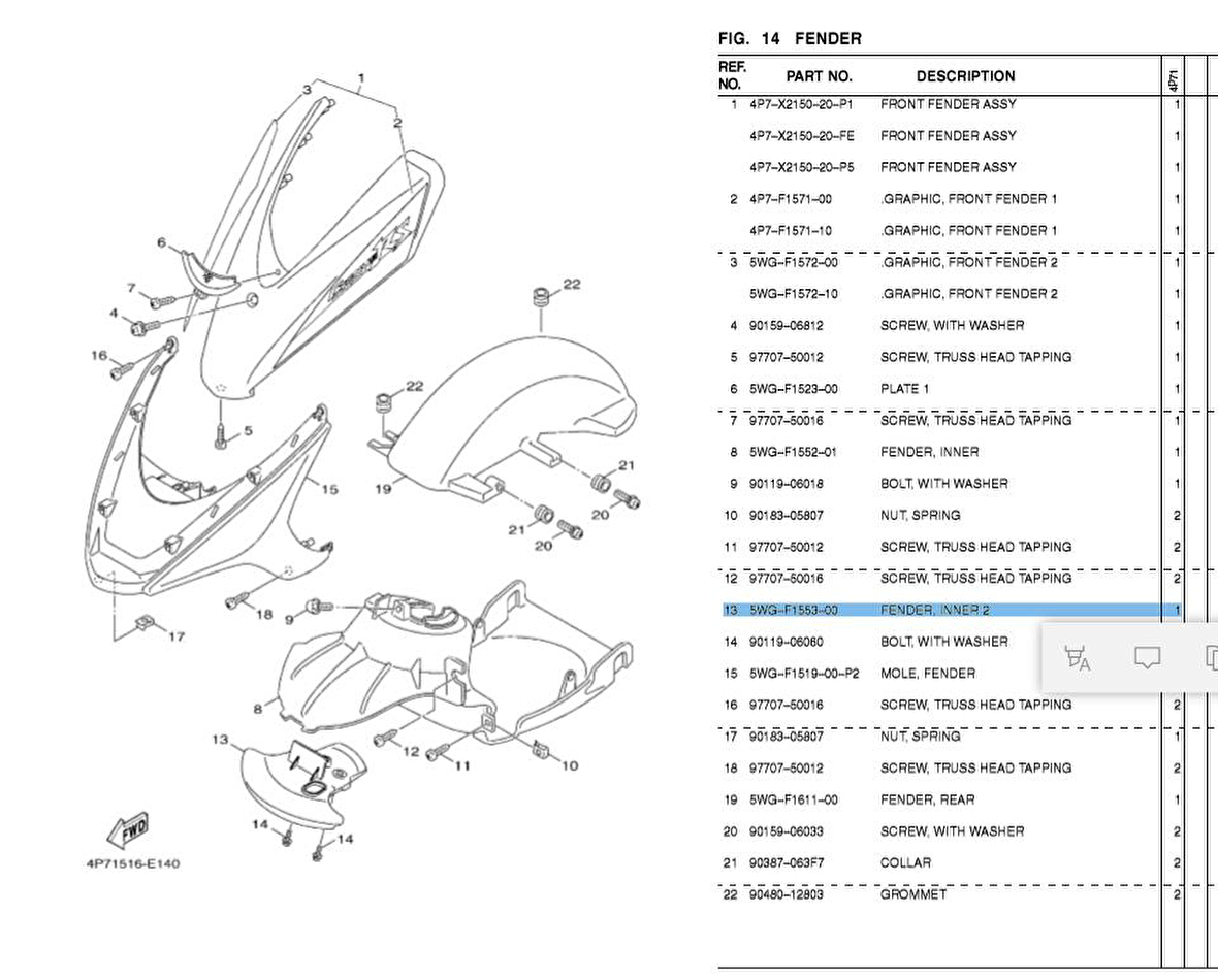 -Yamaha Xc 125 Ön Çam. İç Parça 2