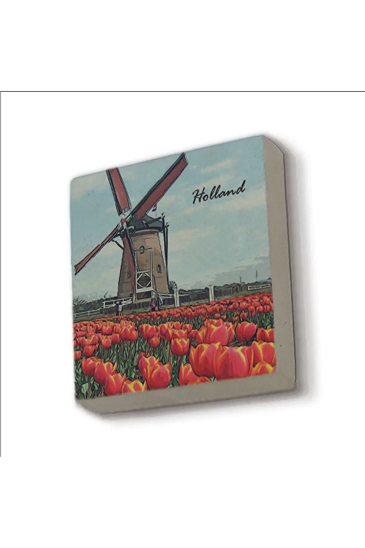 Hollanda Görseli Baskılı Taş Magnet 5X5