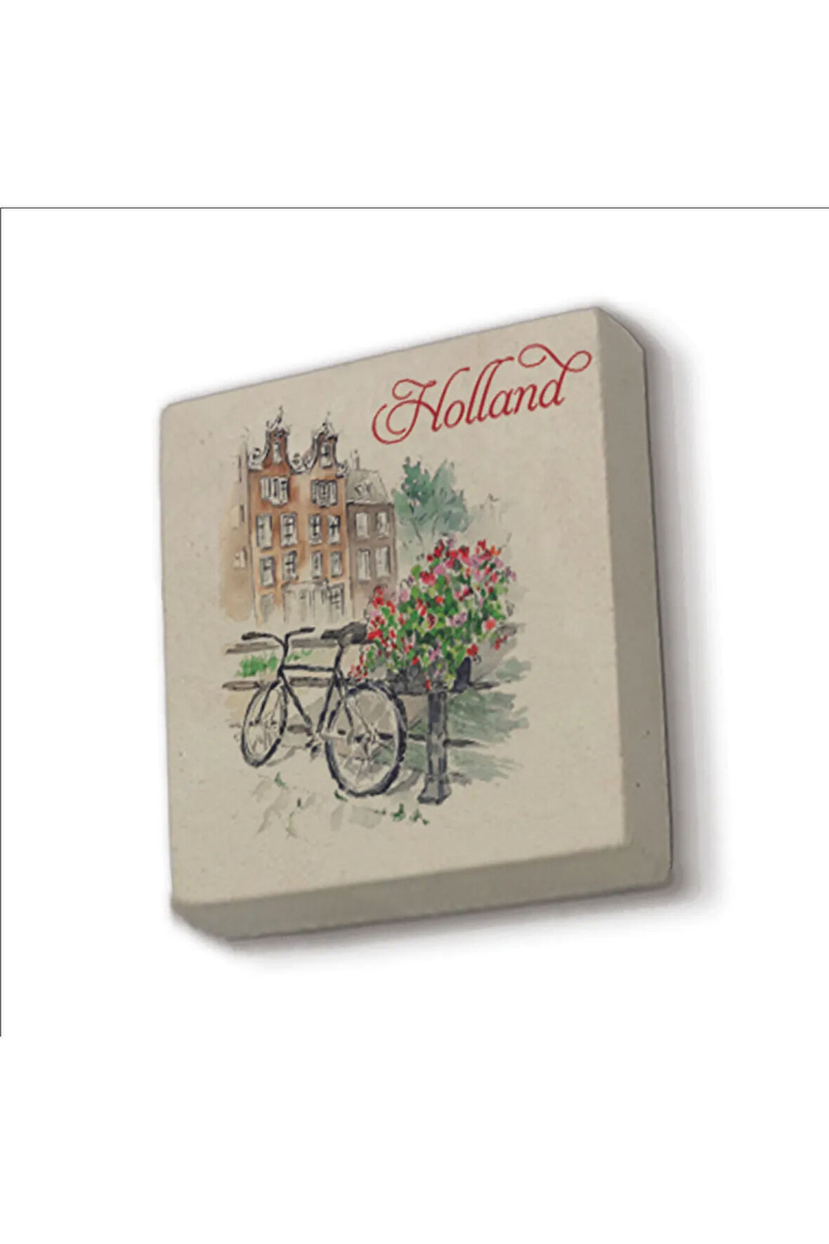 Hollanda Bisklet Görseli Baskılı Taş Magnet 5X5