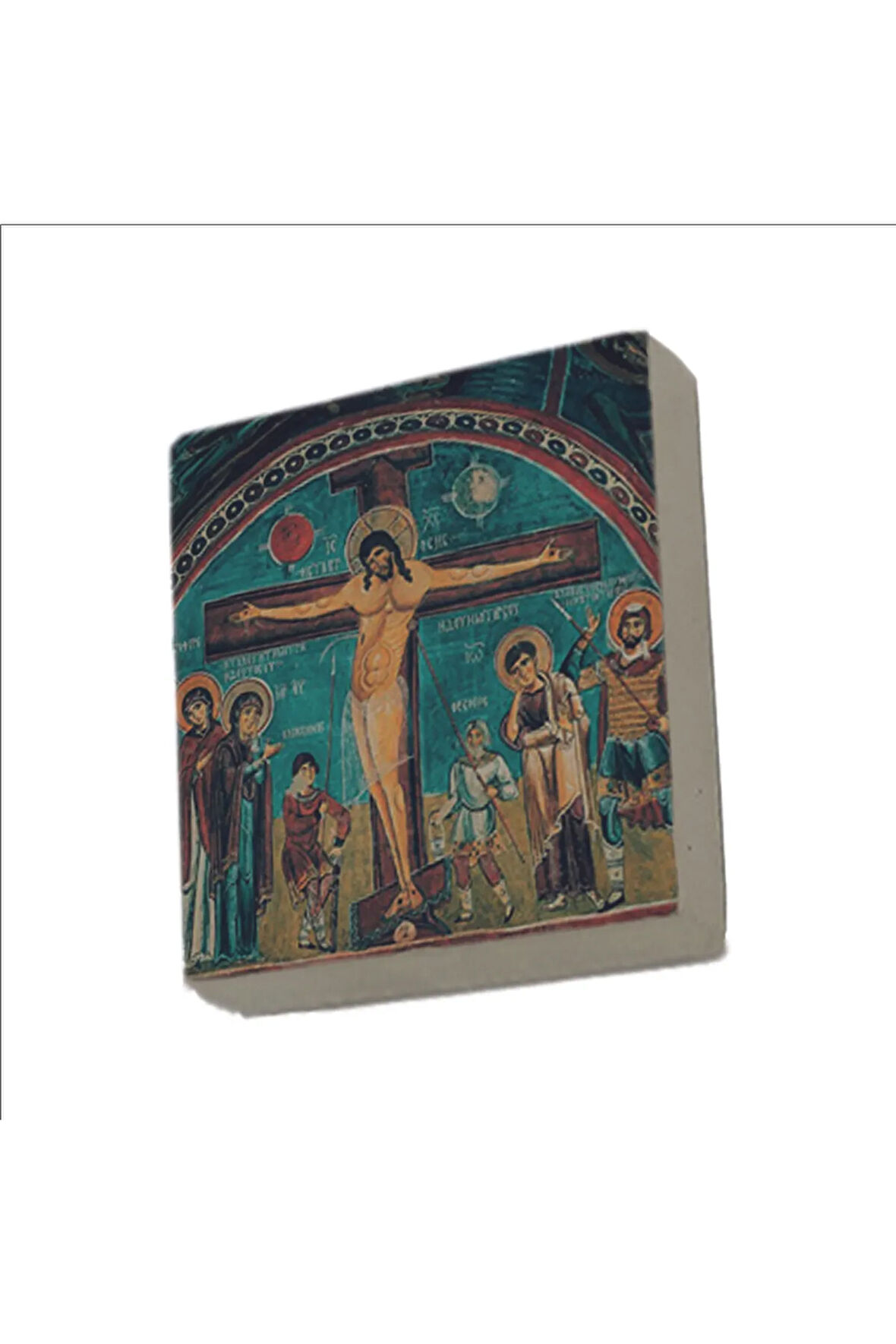 Kapadokya Göreme Karanlık Kilise Freski - İsa Mesih'in Çarmıha Gerilişi Baskılı Taş Magnet 5X5