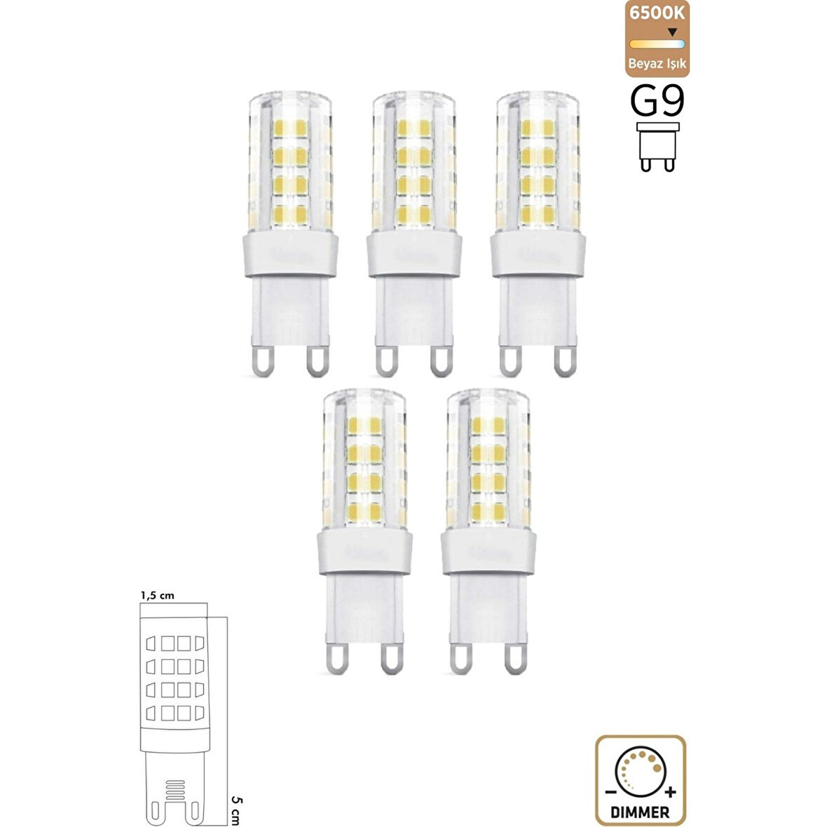 Mısır Şeffaf 5W 6500K G9 LED Ampul 5'li ERD-305