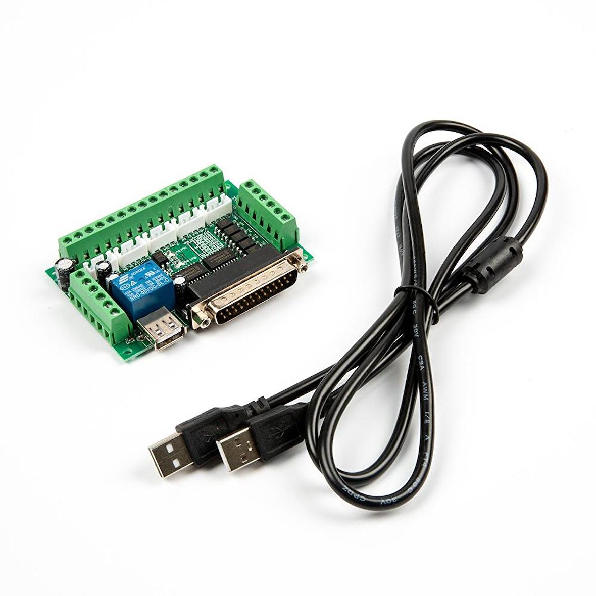 Mach3 5 Eksenli CNC Step Motor Sürücü Kartı (USB Kablo Dahil)