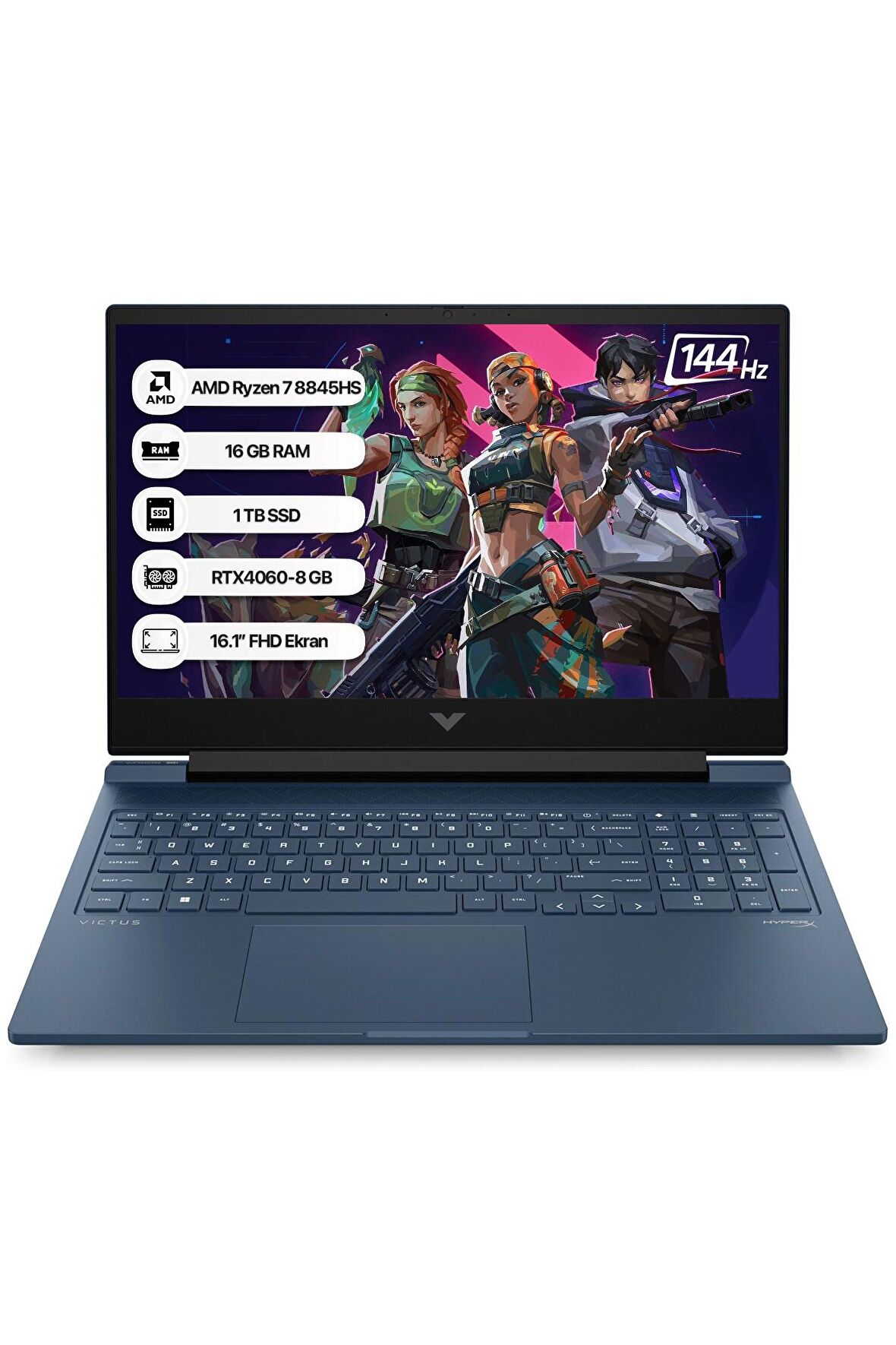 HP Victus 16-S1015NT AMD R7 8845HS 16GB 1TB SSD RTX4060-8GB Freedos 16.1" FHD 144Hz Taşınabilir Bilgisayar A05N8EA