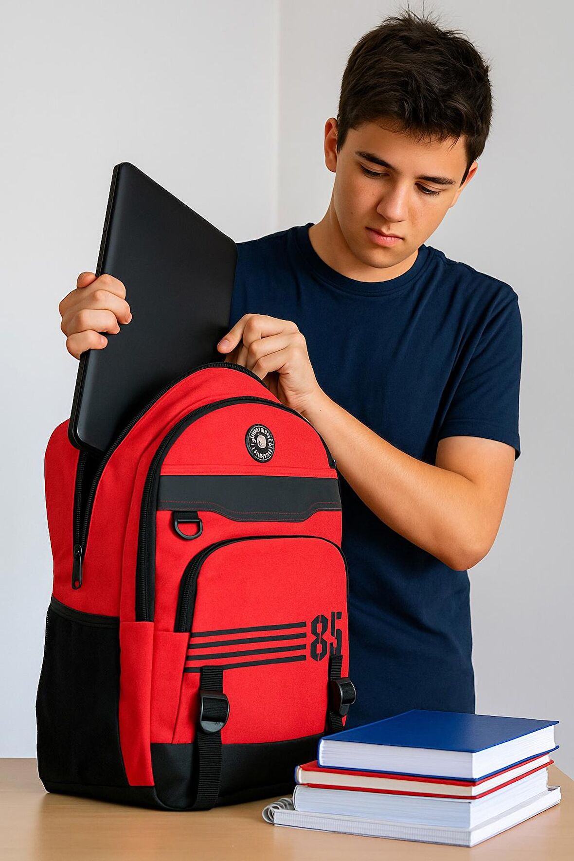 NEWFULL STATİON 85 ASTARLI SIRT VE OKUL ÇANTASI-LAPTOP BÖLMELİ -KIRMIZI