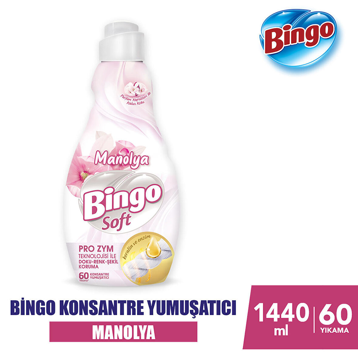 Bingo Soft Manolya Bahçesi Beyazlar ve Renkliler İçin Konsantre Yumuşatıcı 1440 ml 60 Yıkama