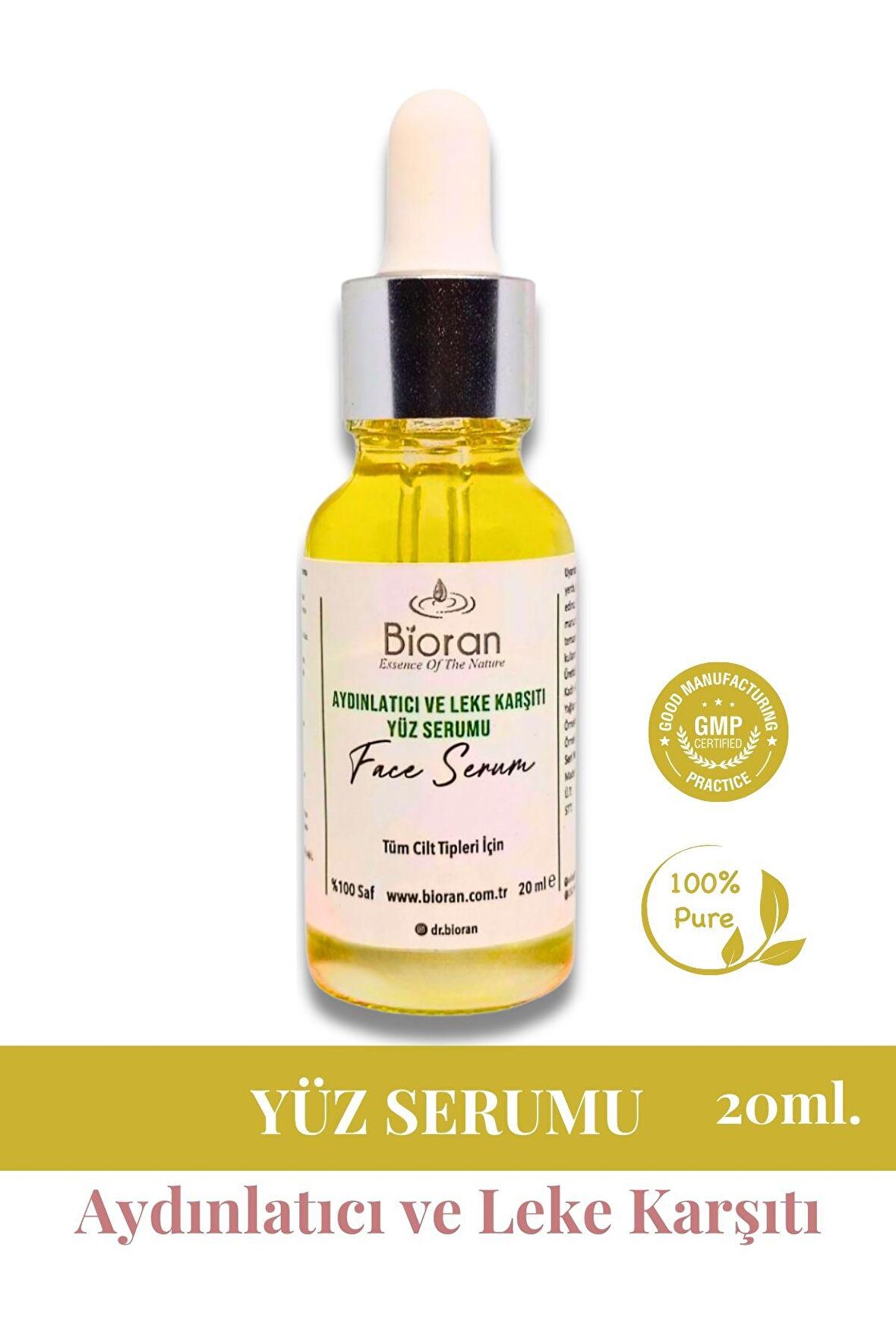 Aydınlatıcı ve Leke Karşıtı Yüz Serumu   %100 Saf ve Doğal İçerikli 20 ml.