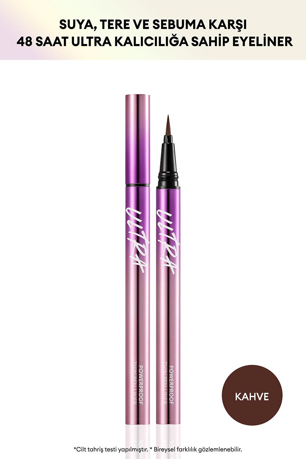 Su , Ter ve Yağlanmaya Dayanıklı , 48 Saate Kadar Kalıcı  Ultra Powerproof Thin Pen Liner (Brown)