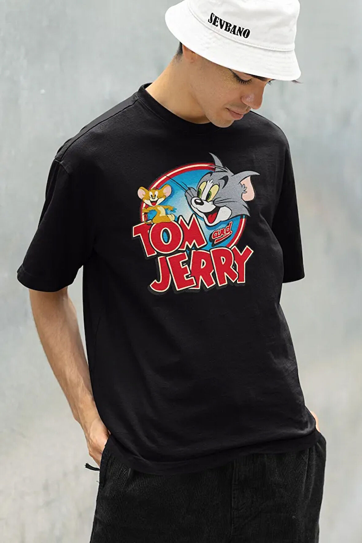 Tom And Jerry Baskılı Unisex Oversize Çizgi Film Tişört