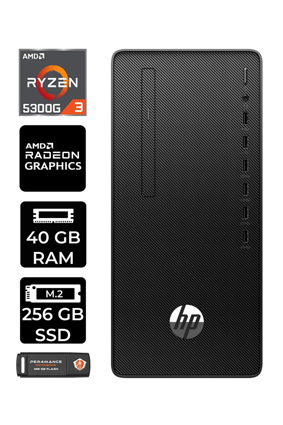 HP 295 G9 RYZEN 3 5300G 40GB RAM 256GB SSD FDOS 6D391EA MASAÜSTÜ PC & PER4 BELLEK