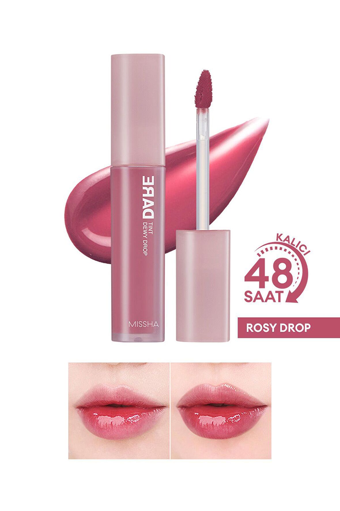 Uzun Süre Kalıcı, Nemli Bitiş Sunan Parlak Tint Dare Tint Dewy Drop (Rosy Drop)