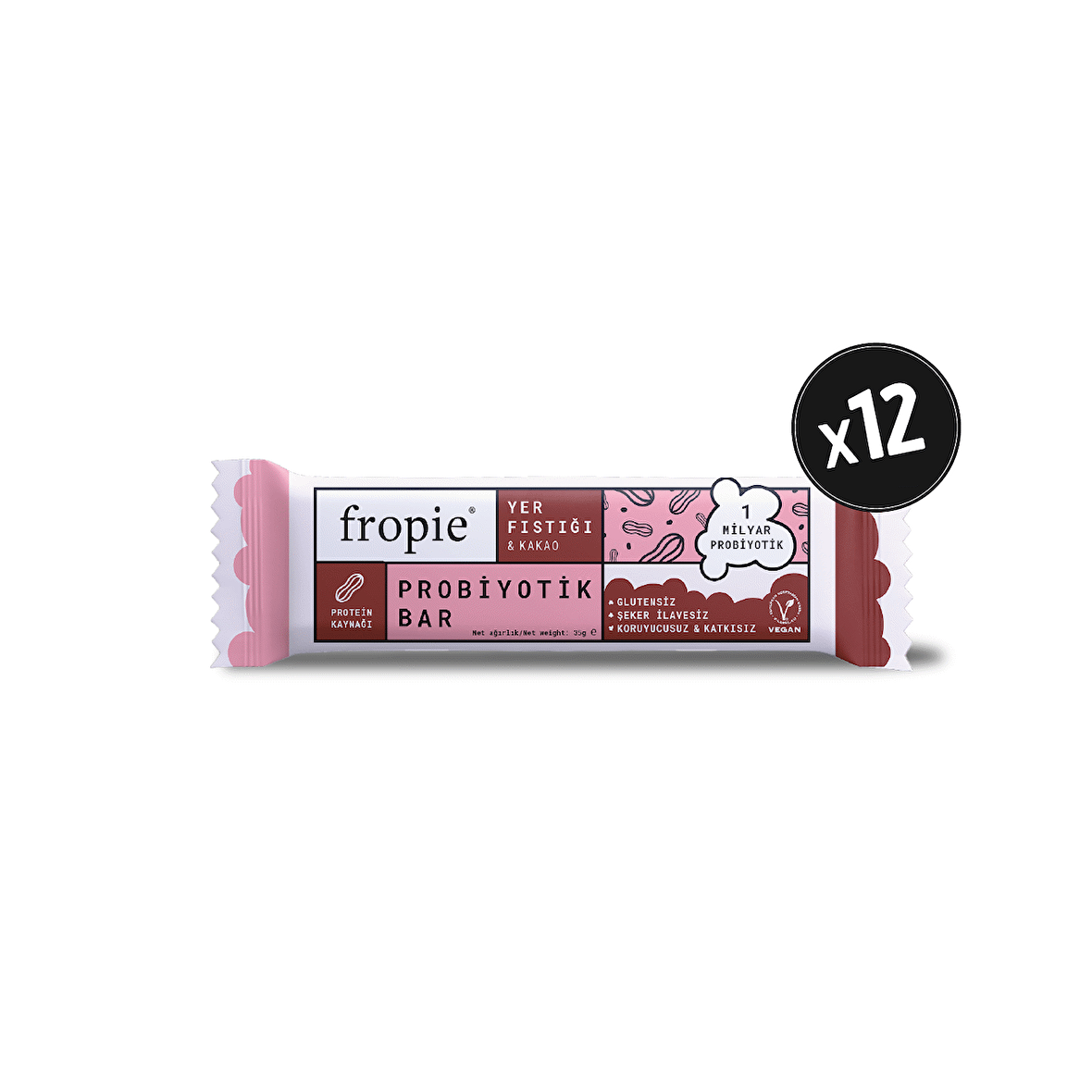 Yerfıstığı ve Kakaolu Probiyotik Bar 35gr X 12 Adet