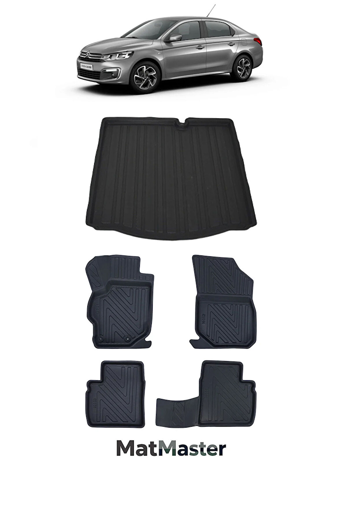 Citroen C-Elysee 2023 Model 5D Premium Ekstra Havuzlu Paspas Ve Bagaj Havuzu Set