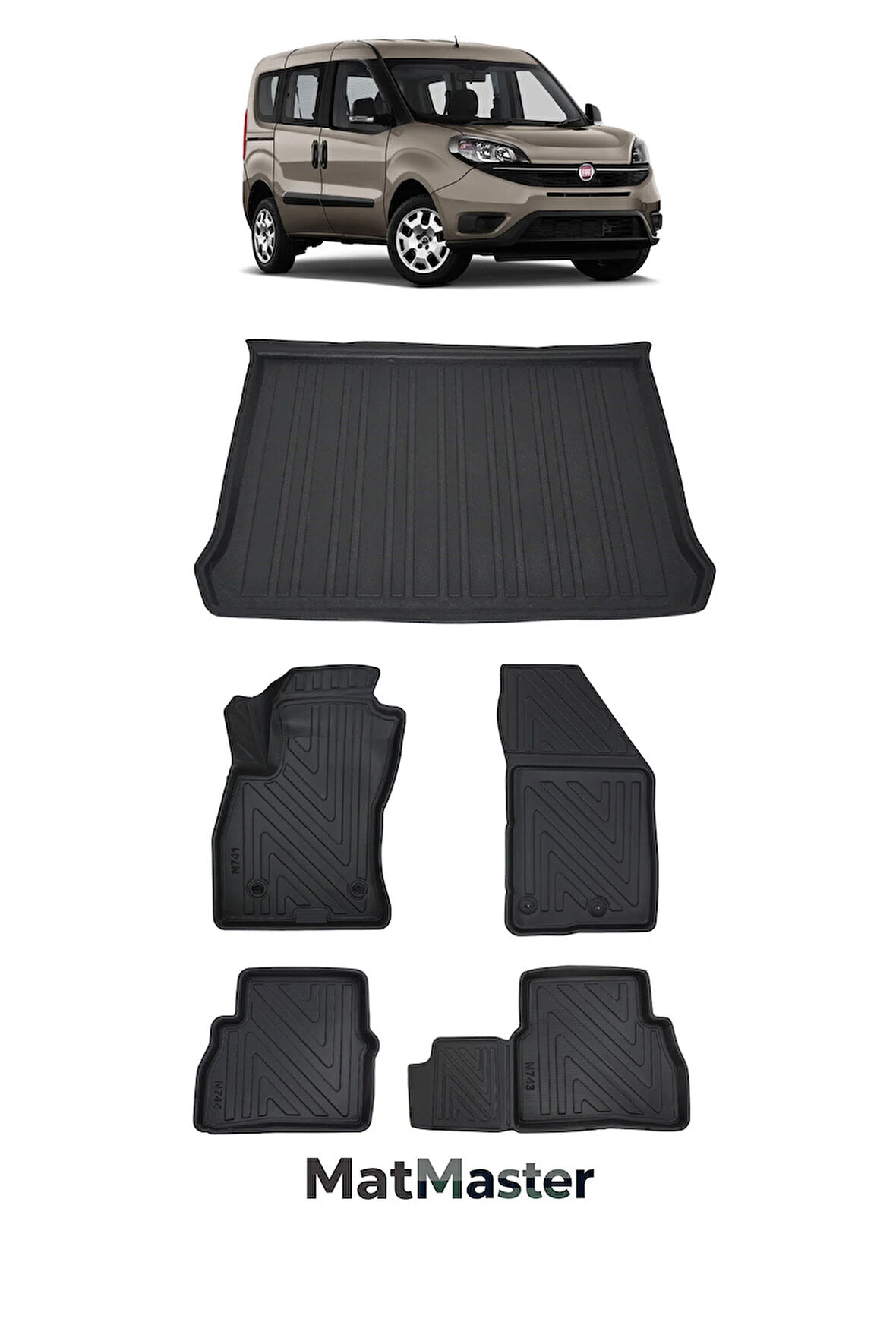 Fiat Doblo 2016 Model 5D Premium Ekstra Havuzlu Paspas Ve Bagaj Havuzu Set
