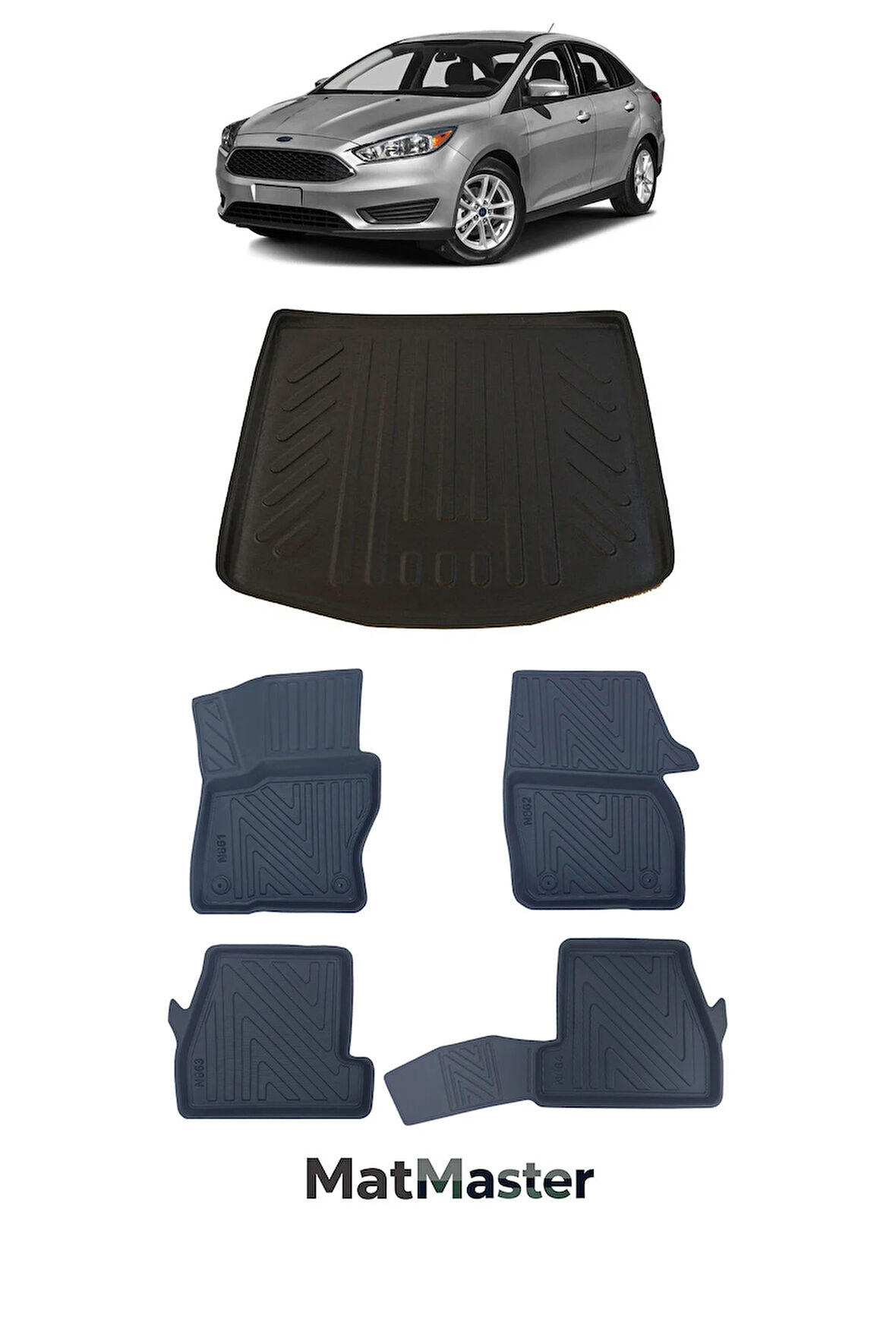 Ford Focus 2015 Model 5D Premium Ekstra Havuzlu Paspas Ve Bagaj Havuzu Set