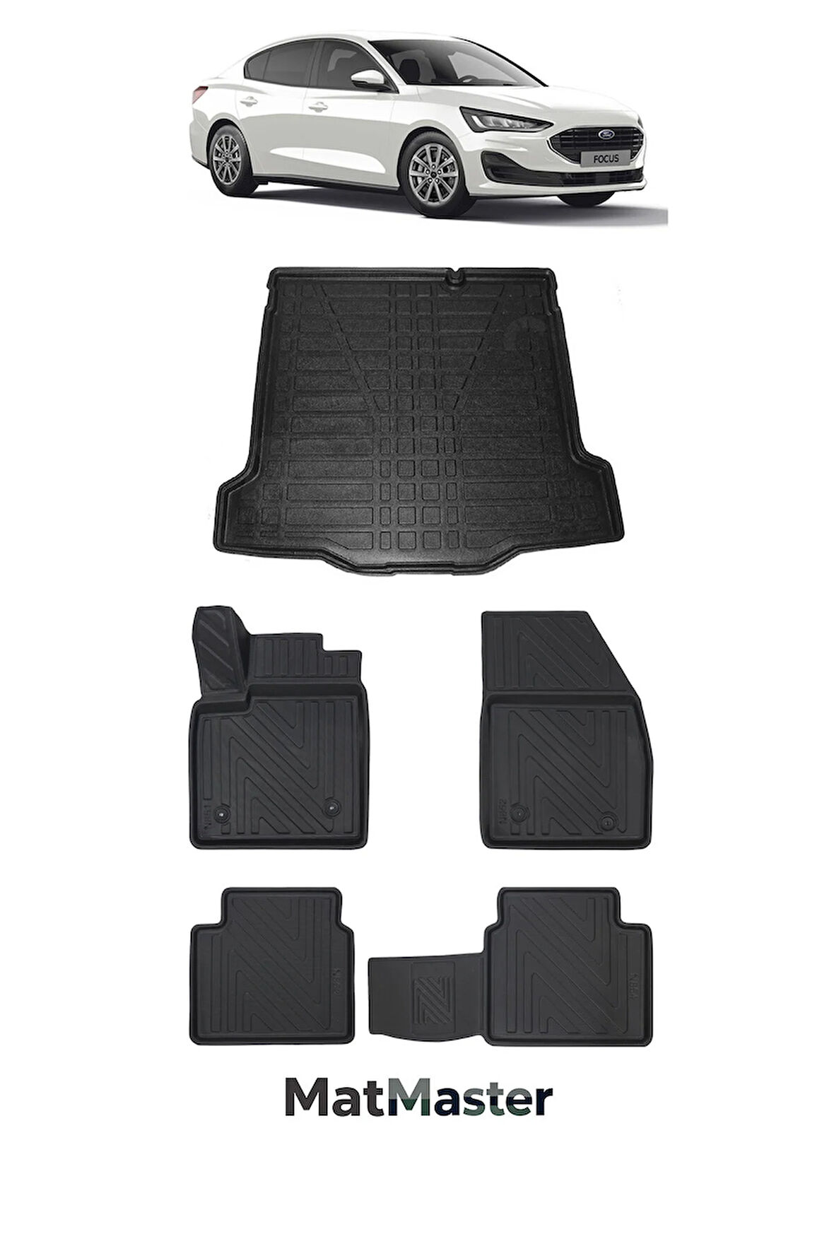 Ford Focus 2024 Model 5D Premium Ekstra Havuzlu Paspas Ve Bagaj Havuzu Set