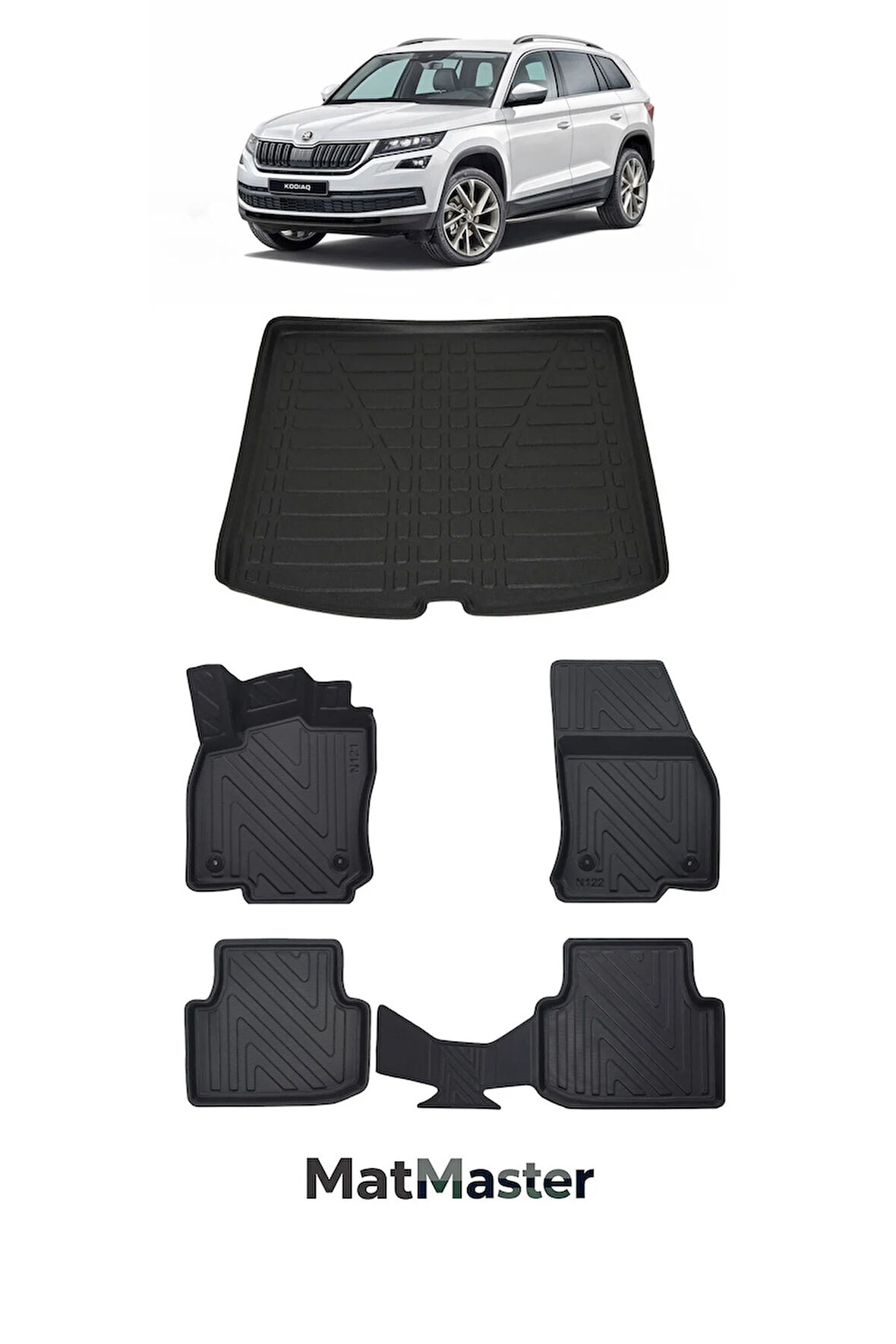Skoda Kodiaq 2019 Model 5D Premium Ekstra Havuzlu Paspas Ve Bagaj Havuzu Set