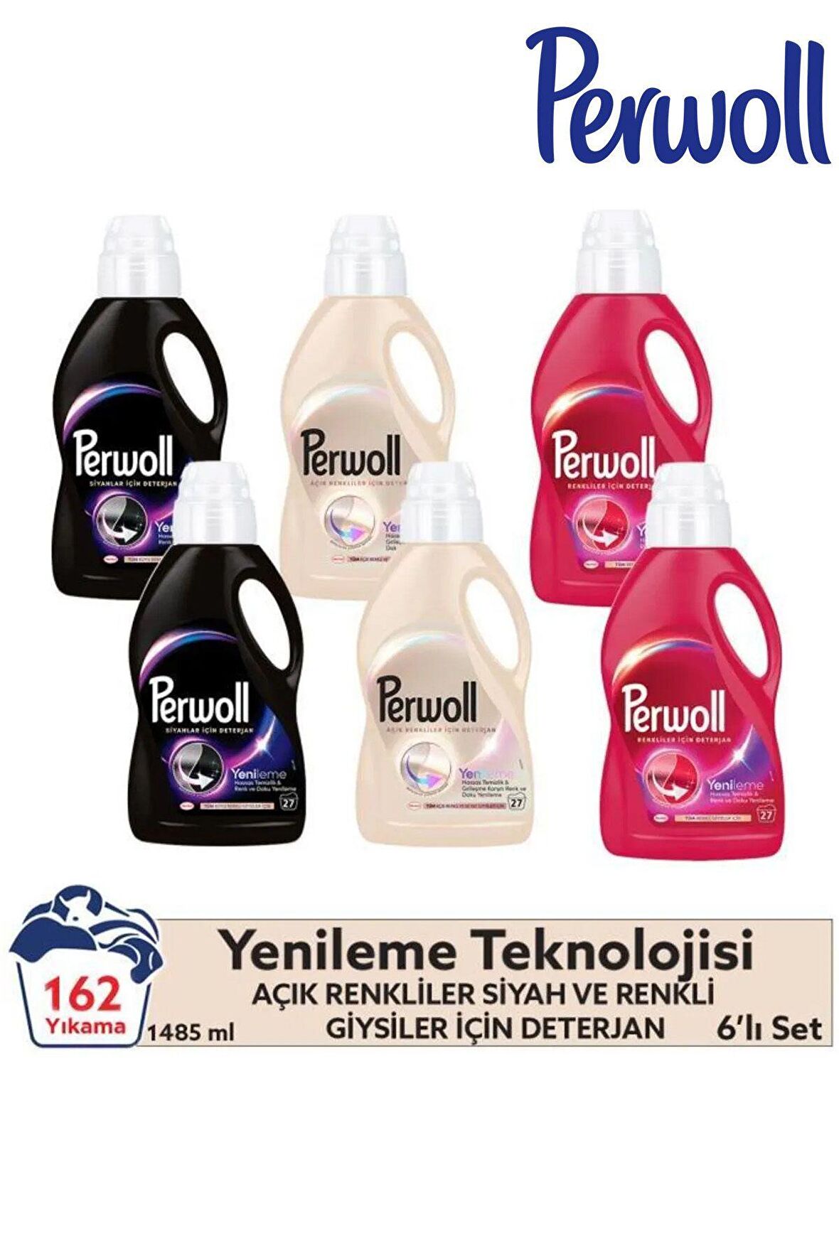 Perwoll Yenileme Renkliler 2x Siyahlar 2x Beyazlar 2x 1.485 ml 27 Yıkama (162Yıkama )
