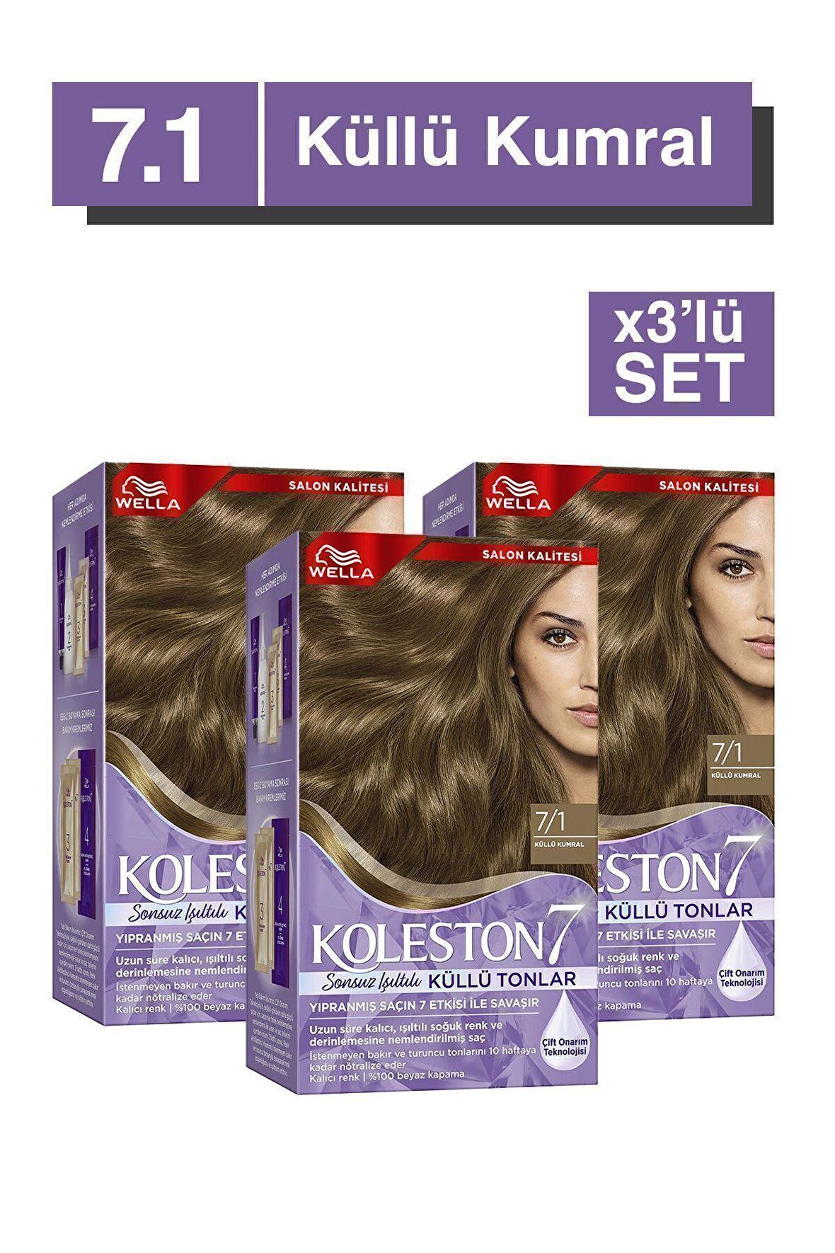 Koleston Supreme Saç Boyası 7/1 Küllü Kumral x3'lü