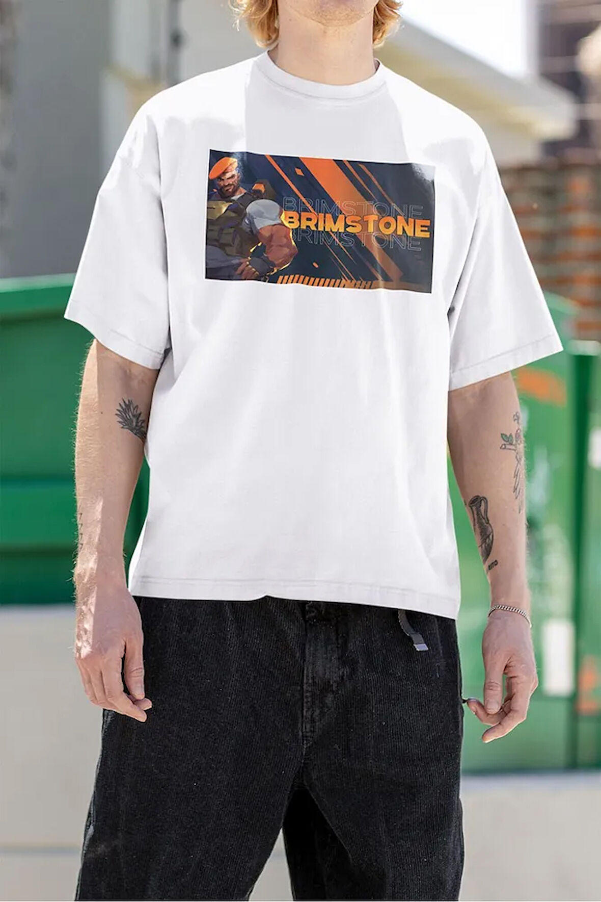 Briimstone Karakter Baskılı Unisex Oversize Vaalorant Tişört