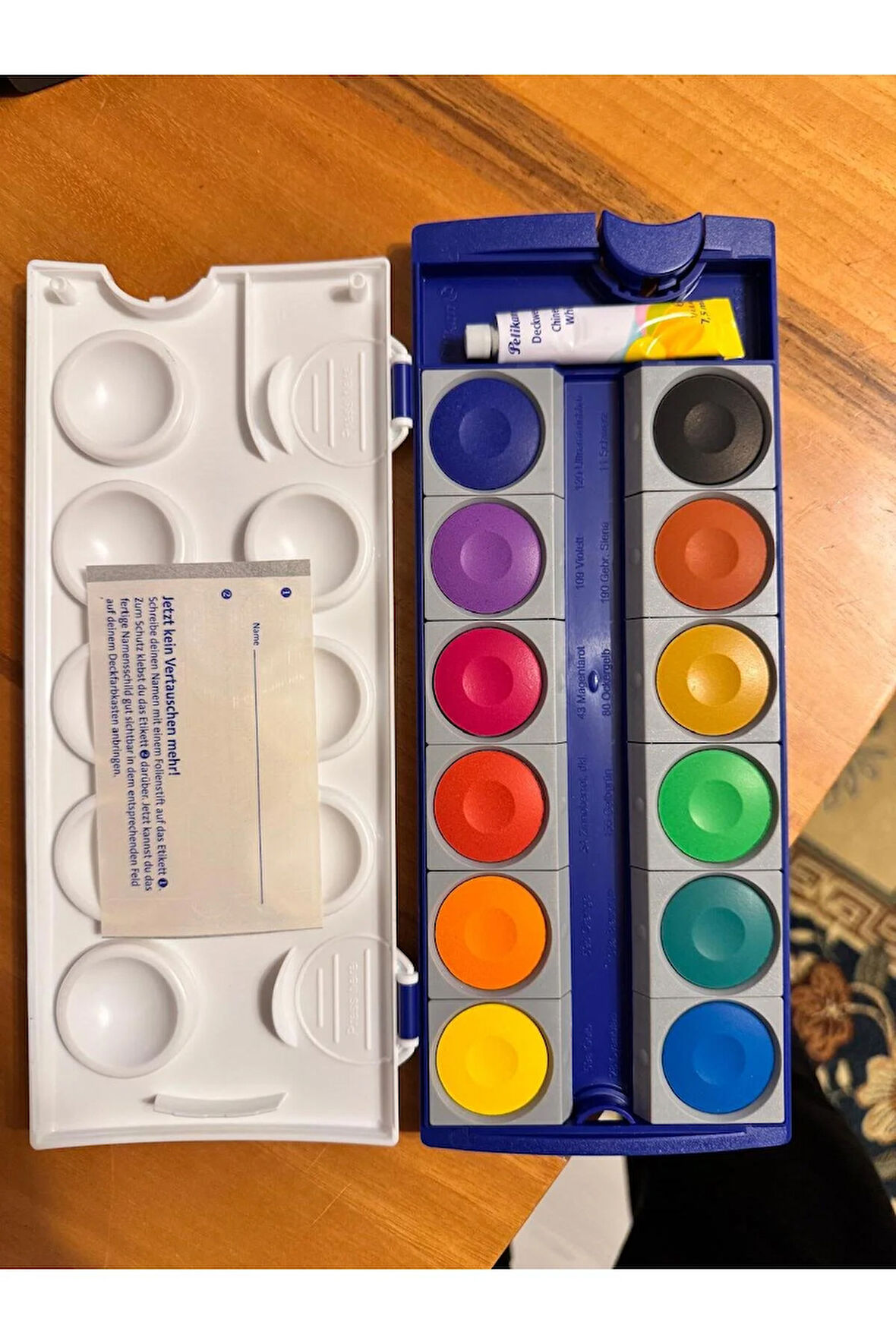 Opak Suluboya Boya Seti, 12 Renk Artı Çin Beyaz Tüp