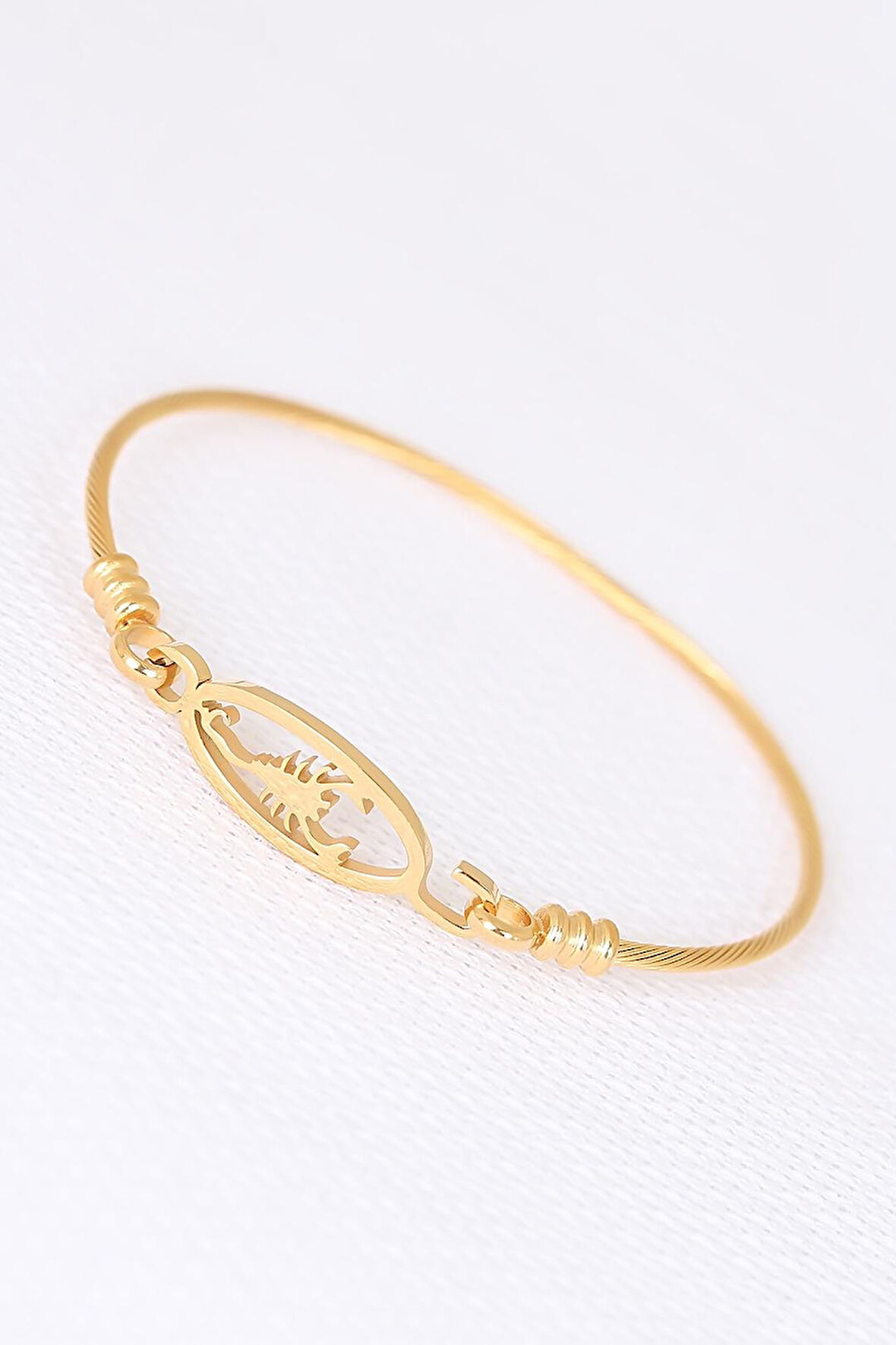 Gold Çelik Akrepli Erkek Kelepçe Bileklik