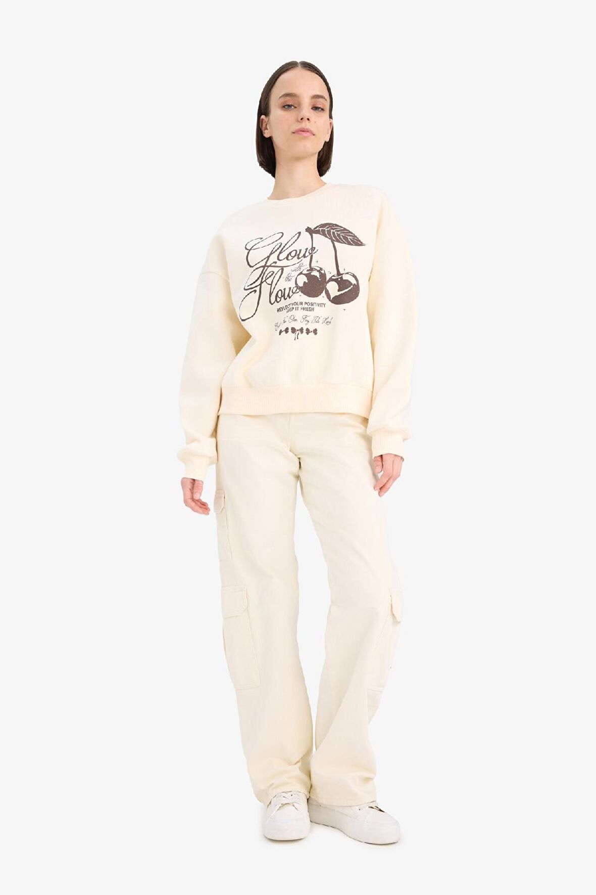 DeFacto Straight Fit Gabardin Pantolon Kargo Cepli Normal Bel Düz Paça D3762AX24AUER98