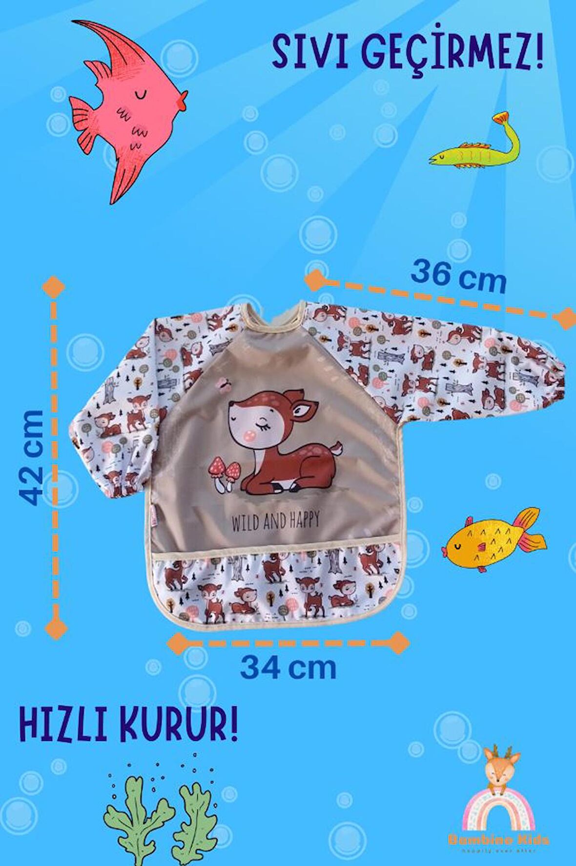 Uzun Kollu Sıvı Geçirmez Mama Önlüğü 2'li Set (6-24 Ay)