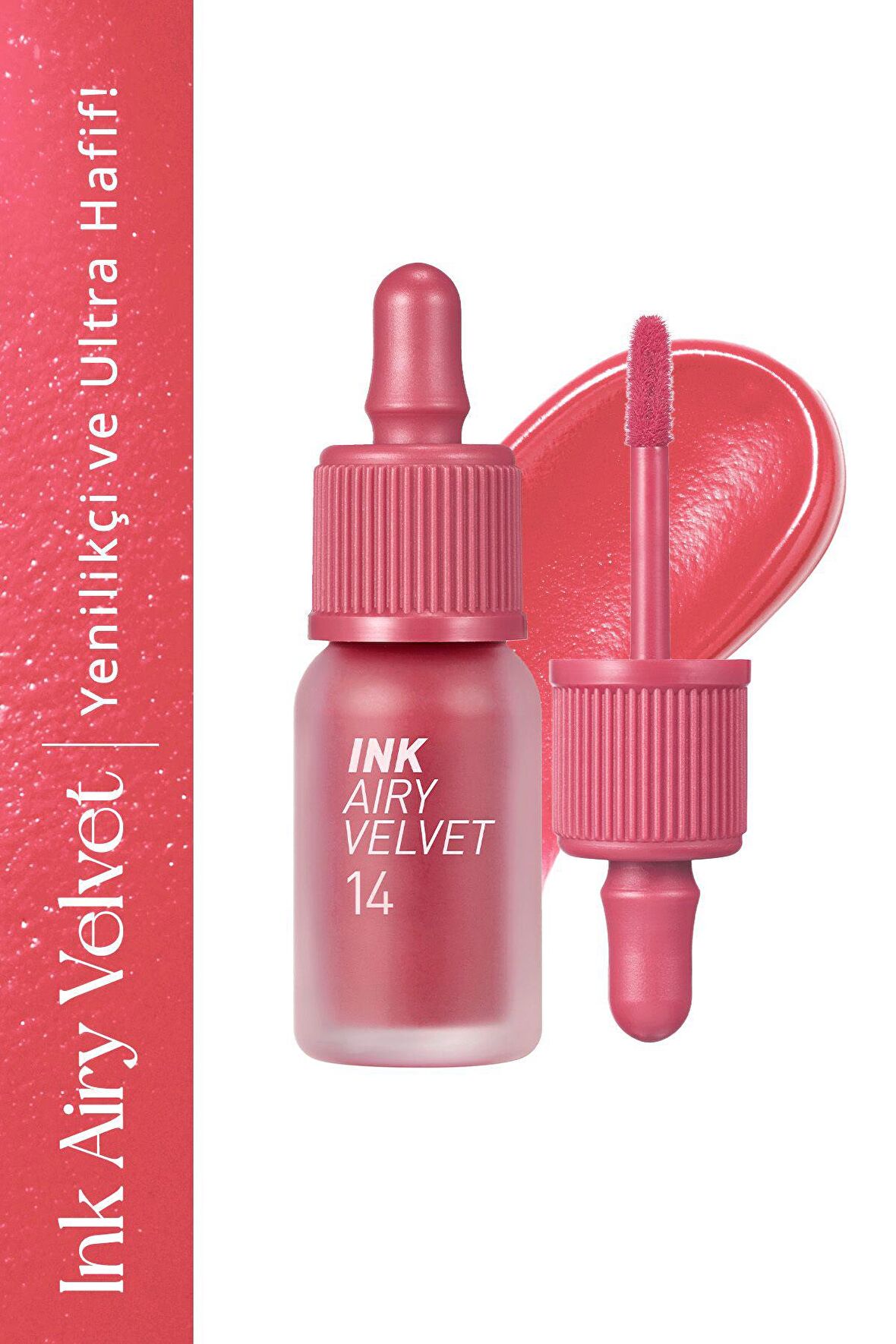 Uzun Süre Kalıcı ve Hafif Formüllü, Kadife Bitişli Tint Peripera Ink Airy Velvet (14 Rosy Pink)