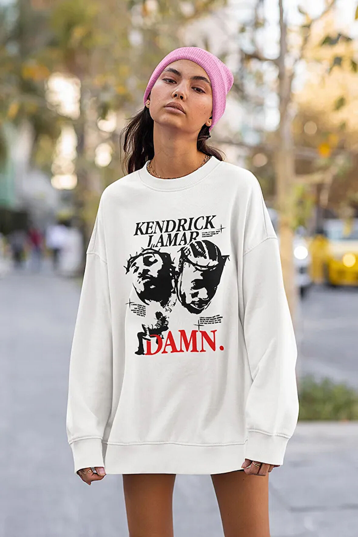Kendrick Lamar Damn Baskılı Unisex Oversize Rapper Sweatshirt