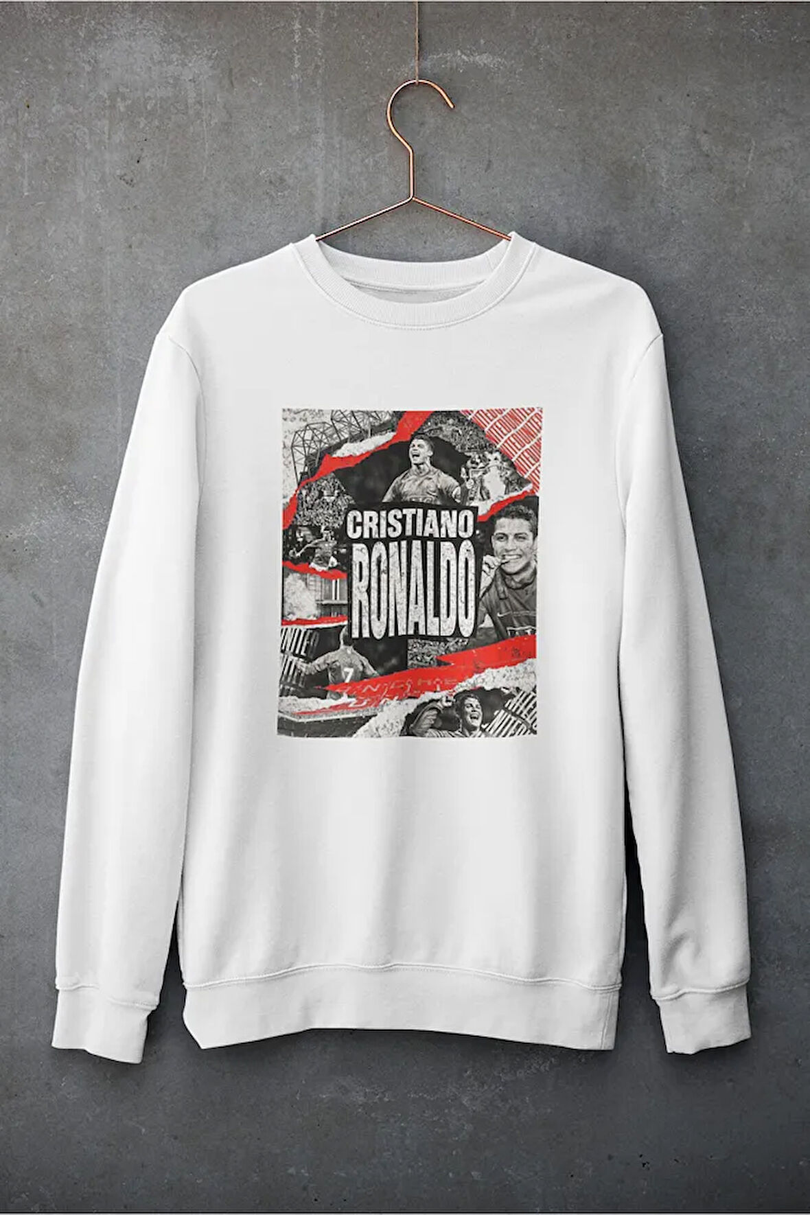 Cristiiano Ronaldo Baskılı Unisex Oversize Futbolcu Sweatshirt