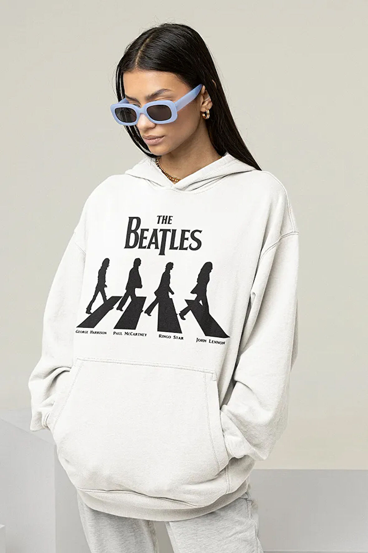 The Beatles Müzik Grubu Baskılı Unisex Oversize Hoodie