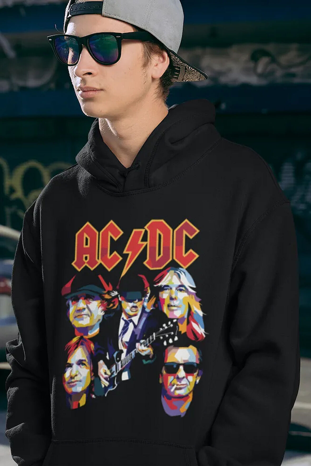 AC DC Rock Metal Baskılı Unisex Oversize Müzik Grubu Hoodie