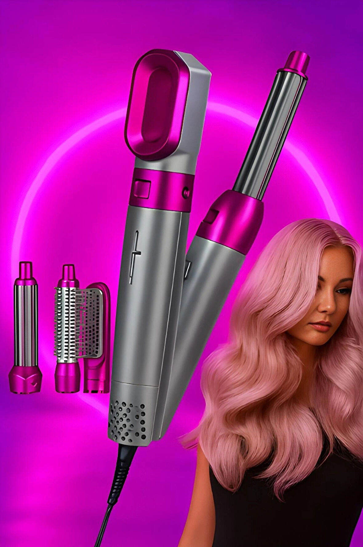 5'i 1 Arada Saç Şekillendirici Set – Profesyonel Dokunuş Evde!