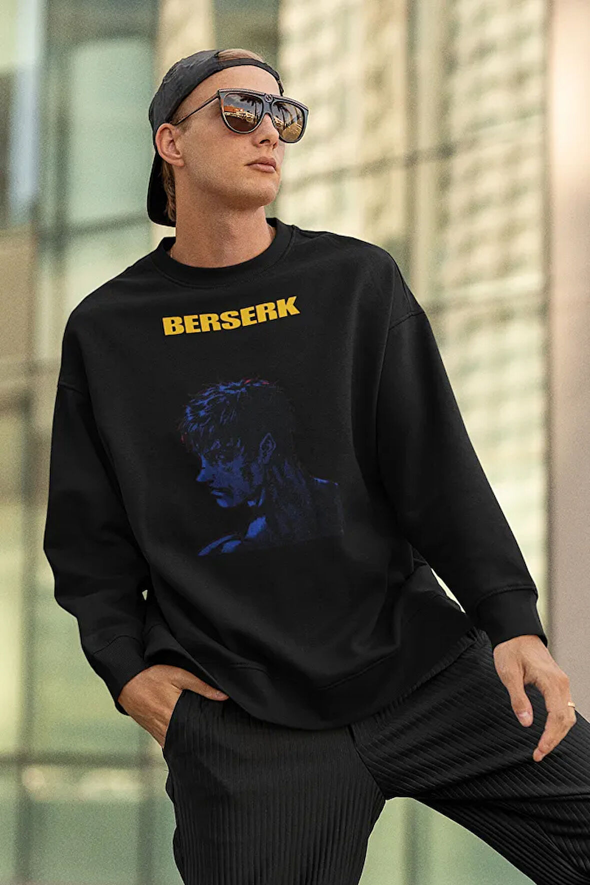 Berserk Anime Karakter Baskılı Unisex Oversize Sweatshirt